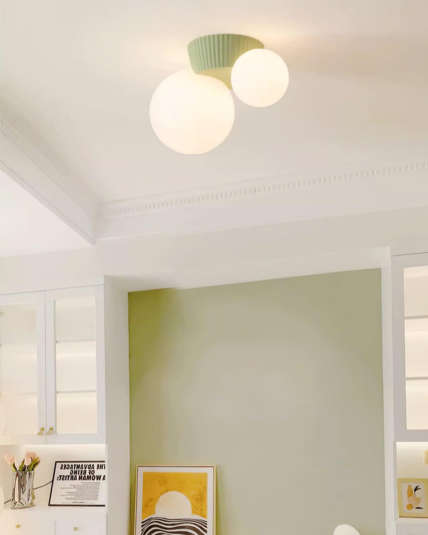 Ceiling Light Playful Asymmetry with Dual Frosted Glass Globes - Letslighting