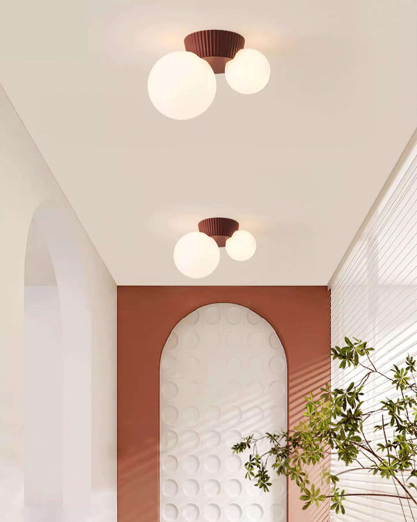 Ceiling Light Playful Asymmetry with Dual Frosted Glass Globes - Letslighting