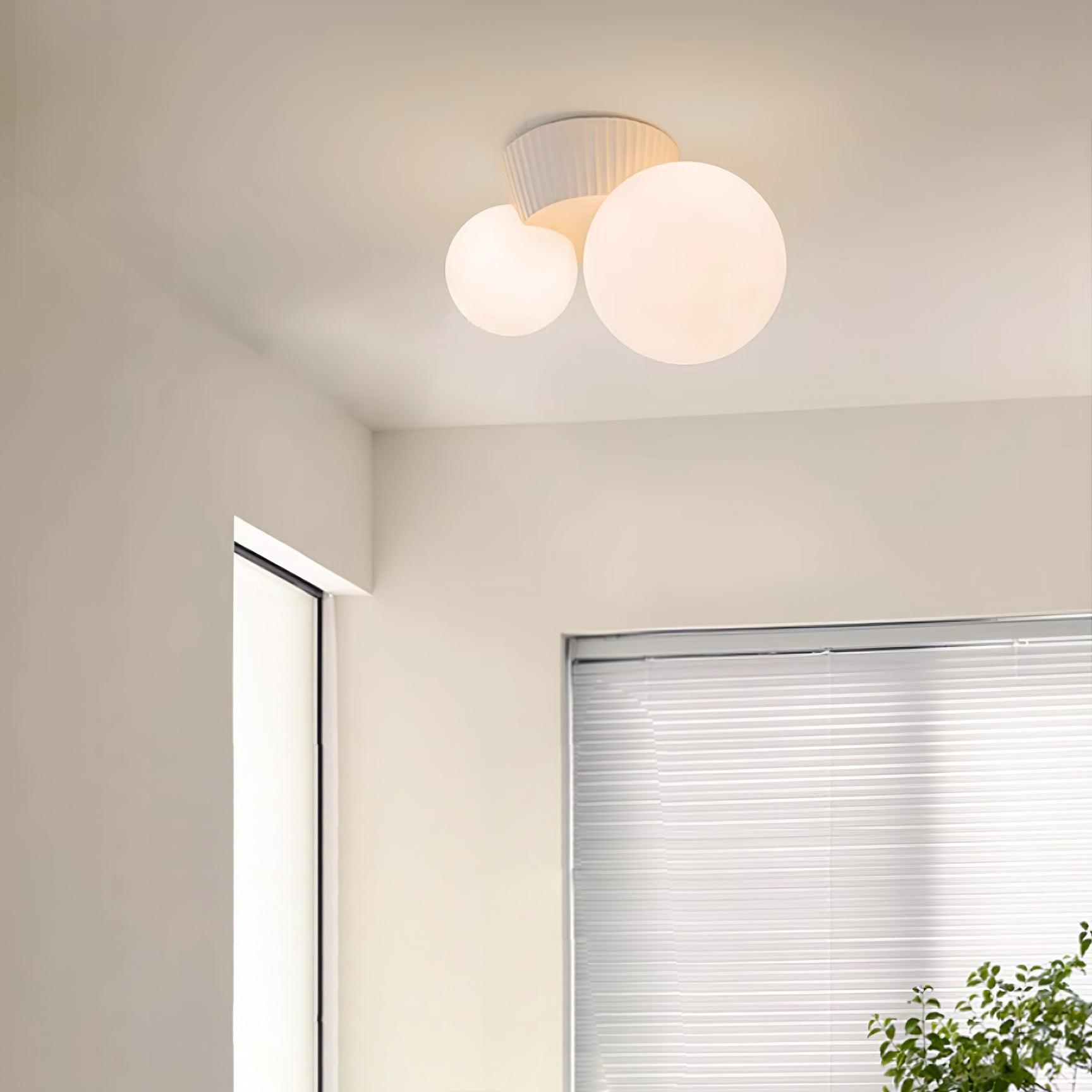 Ceiling Light Playful Asymmetry with Dual Frosted Glass Globes - Letslighting