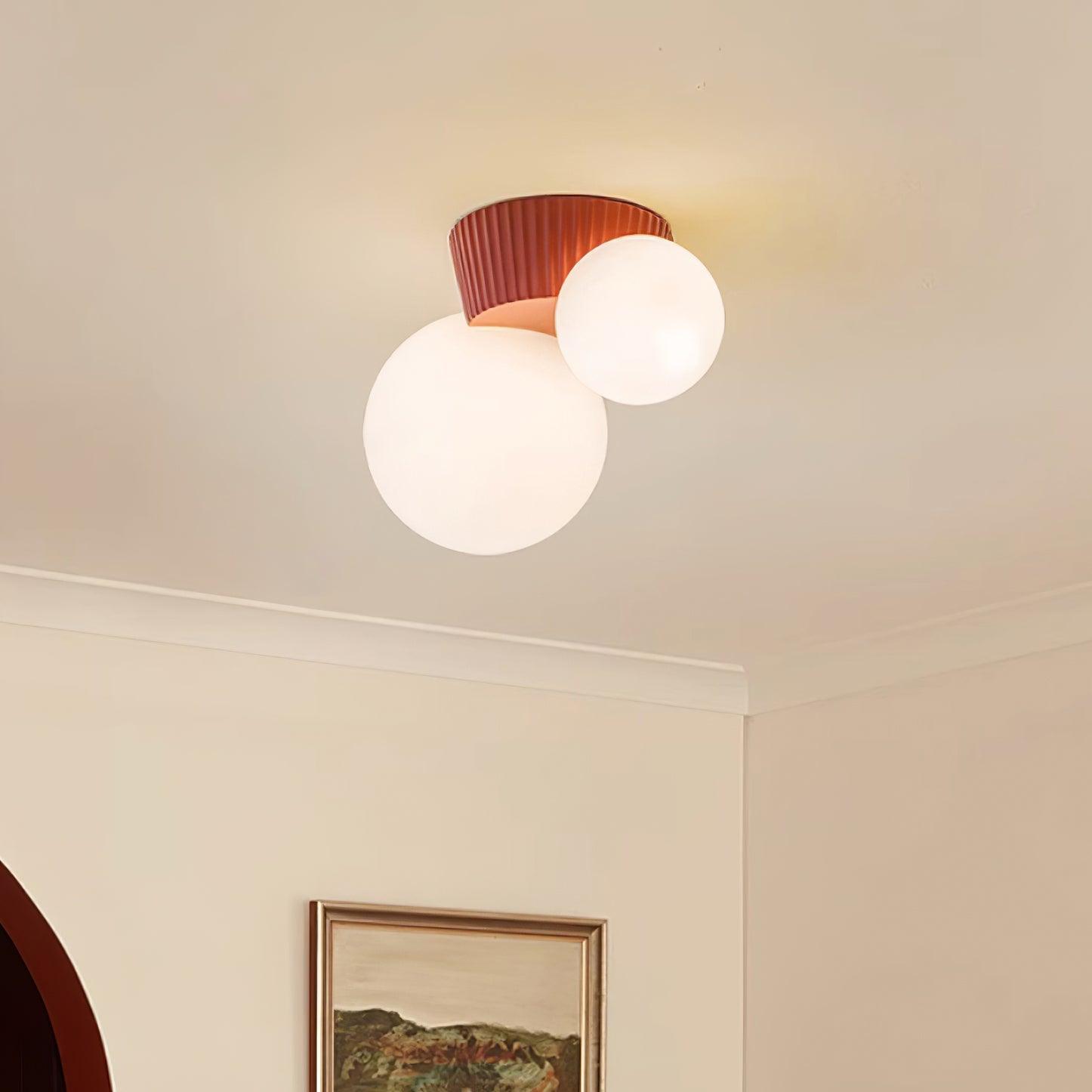 Ceiling Light Playful Asymmetry with Dual Frosted Glass Globes - Letslighting