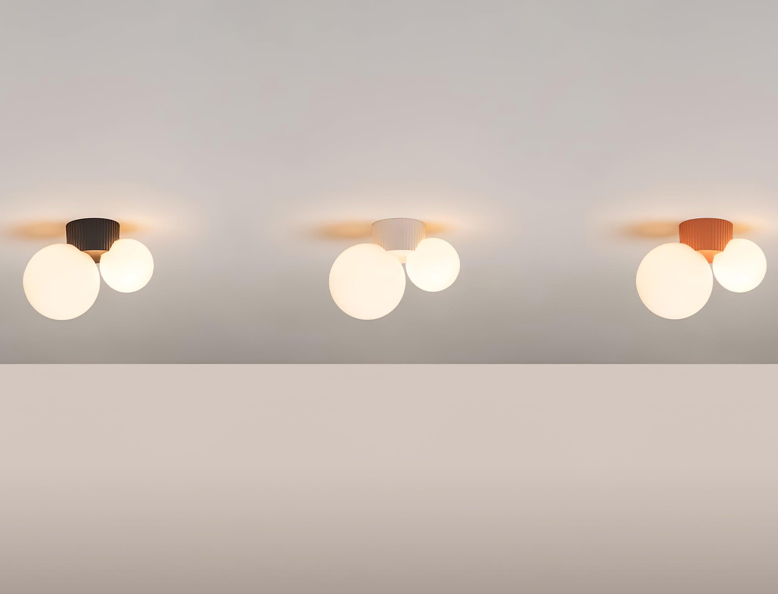 Ceiling Light Playful Asymmetry with Dual Frosted Glass Globes - Letslighting