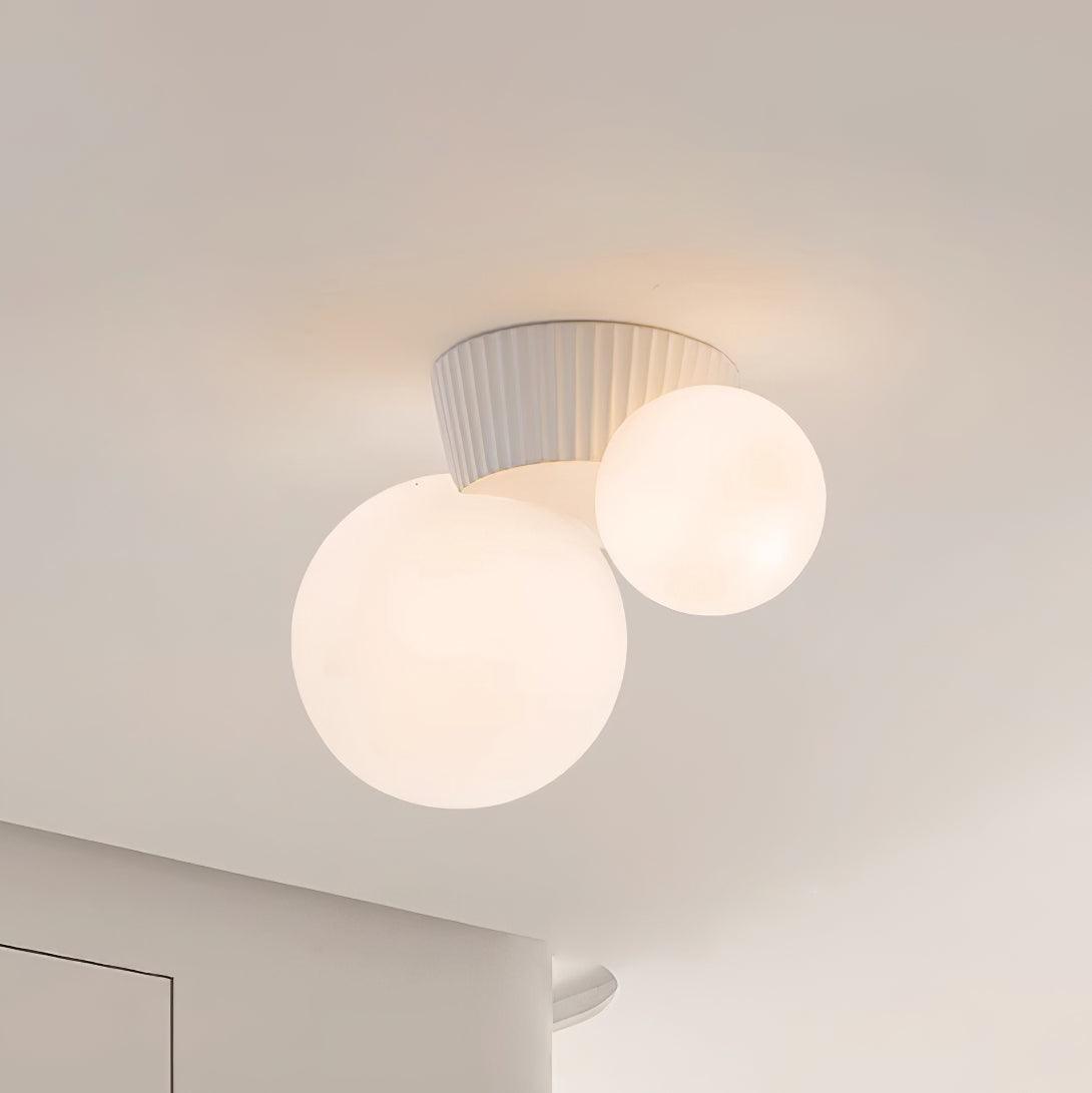 Ceiling Light Playful Asymmetry with Dual Frosted Glass Globes - Letslighting