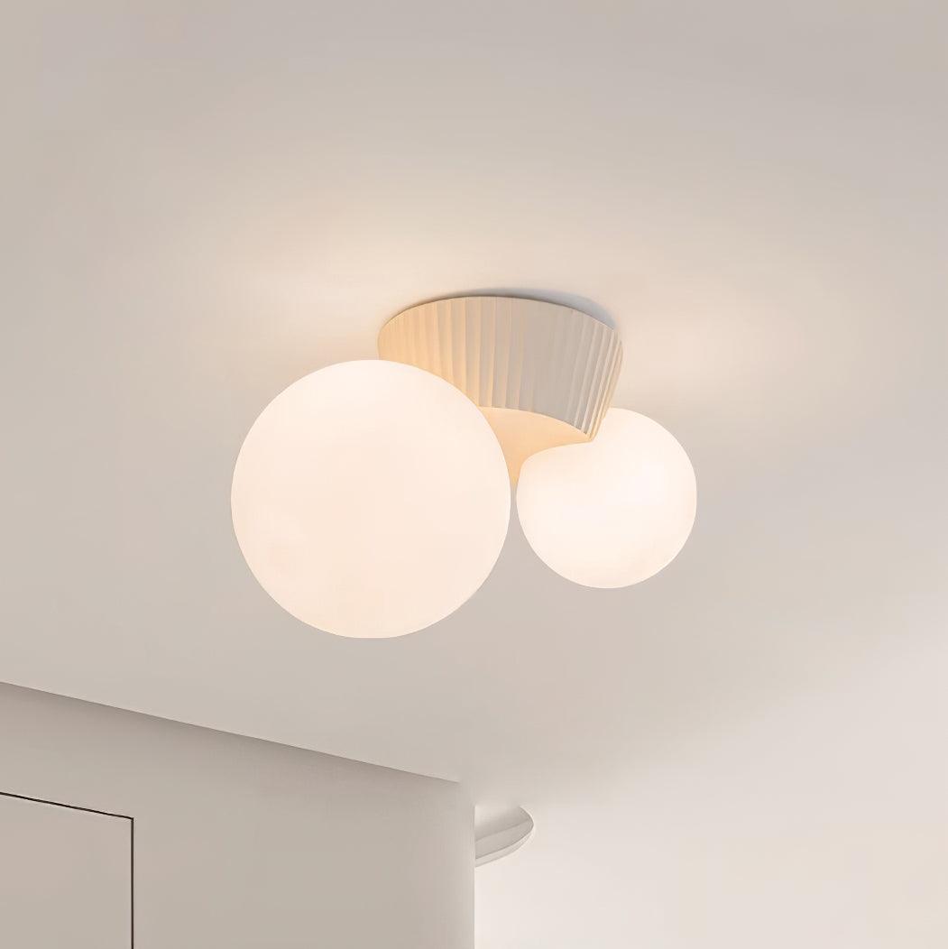 Ceiling Light Playful Asymmetry with Dual Frosted Glass Globes - Letslighting