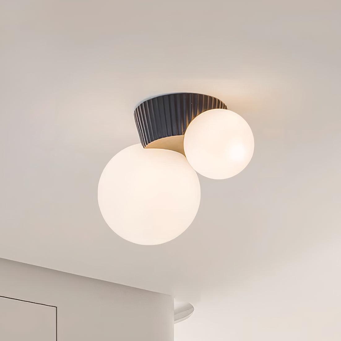 Ceiling Light Playful Asymmetry with Dual Frosted Glass Globes - Letslighting