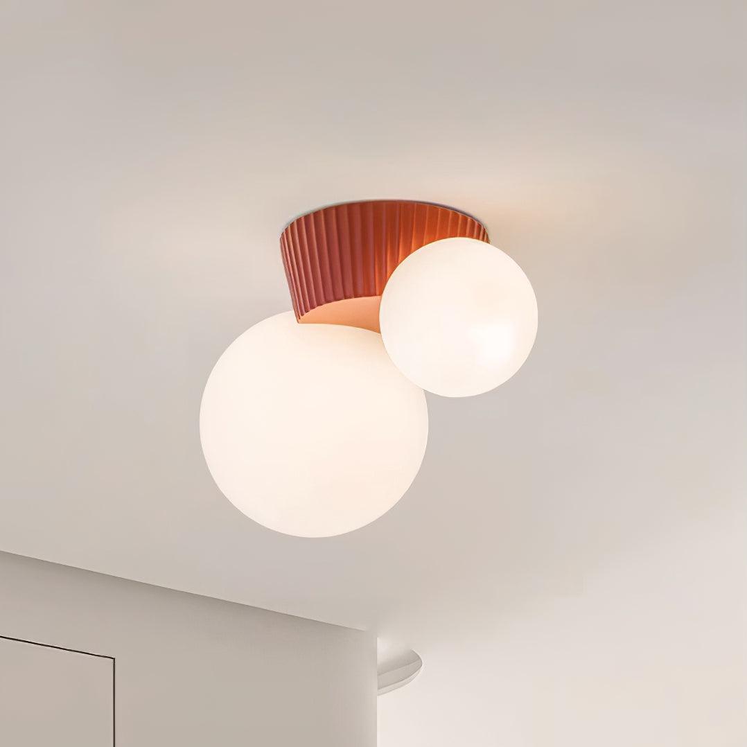 Ceiling Light Playful Asymmetry with Dual Frosted Glass Globes - Letslighting