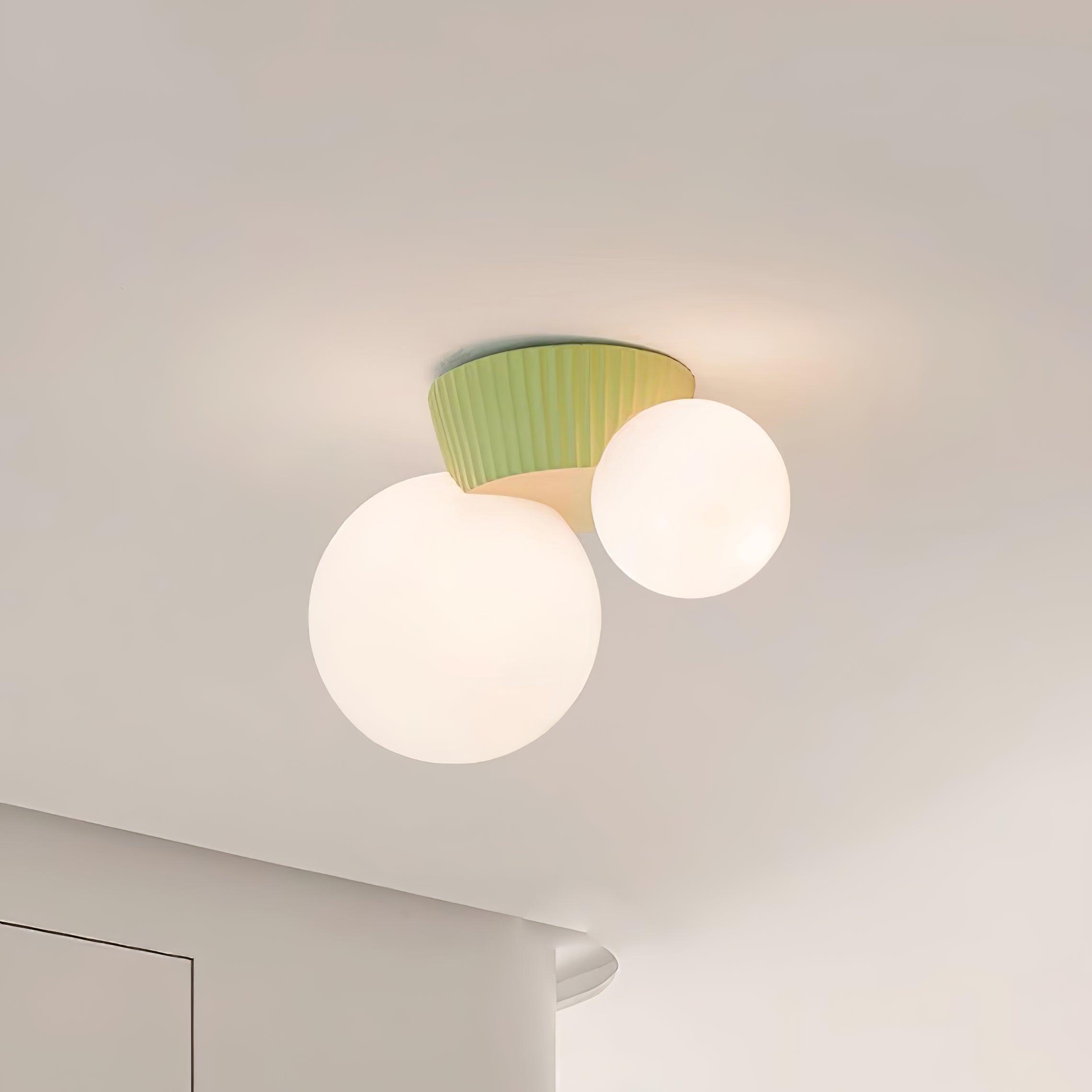 Ceiling Light Playful Asymmetry with Dual Frosted Glass Globes - Letslighting
