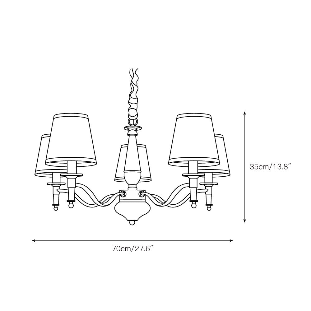 Zosolia Vintage Kronleuchter aus Messing mit Stoffbezug-Letslighting