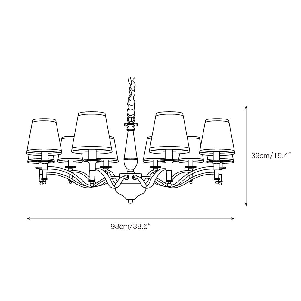 Zosolia Vintage Kronleuchter aus Messing mit Stoffbezug-Letslighting