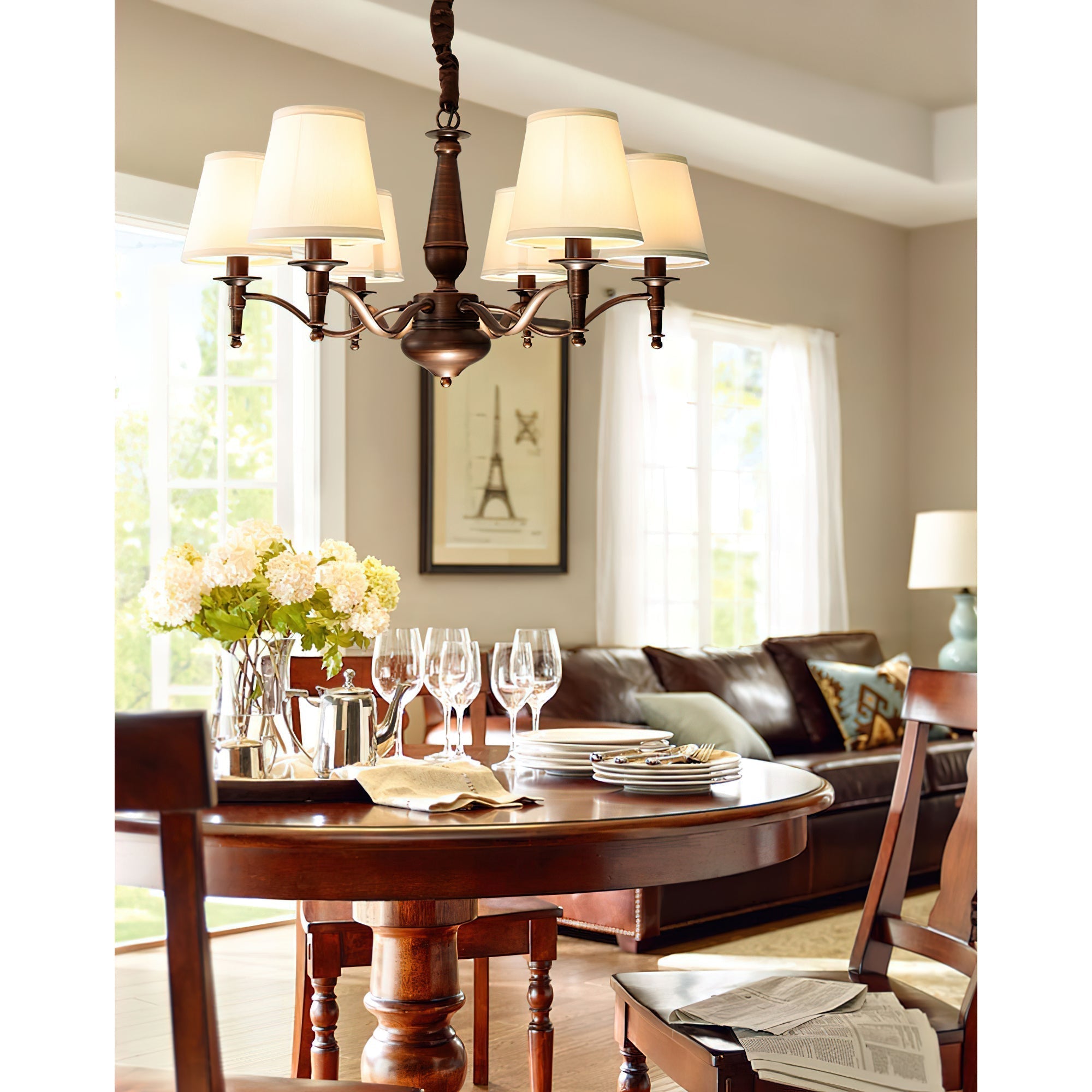 Zosolia Vintage Kronleuchter aus Messing mit Stoffbezug-Letslighting