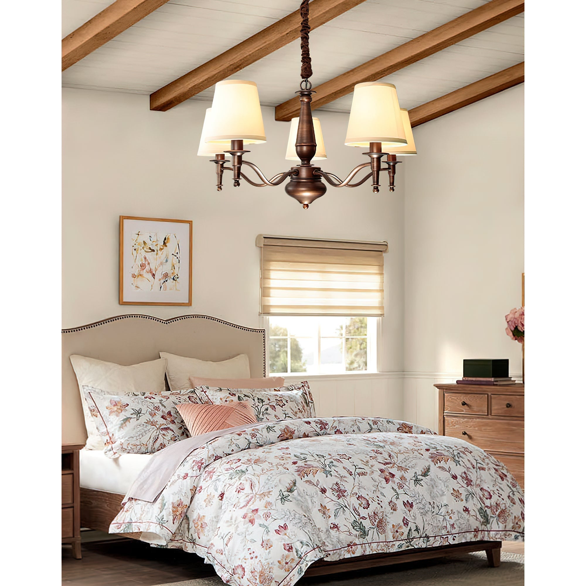 Zosolia Vintage Kronleuchter aus Messing mit Stoffbezug-Letslighting
