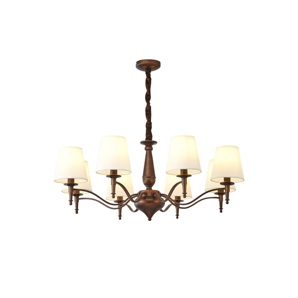 Zosolia Vintage Kronleuchter aus Messing mit Stoffbezug-Letslighting
