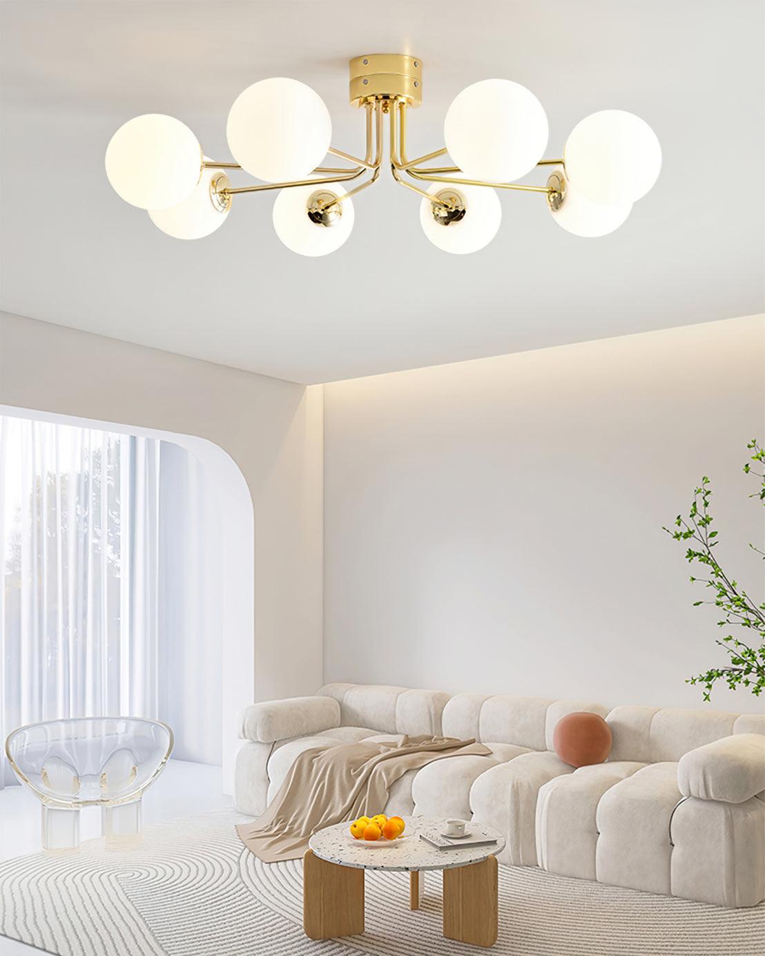 Lustra Deckenleuchte Gold Weiß Globe-Letslighting