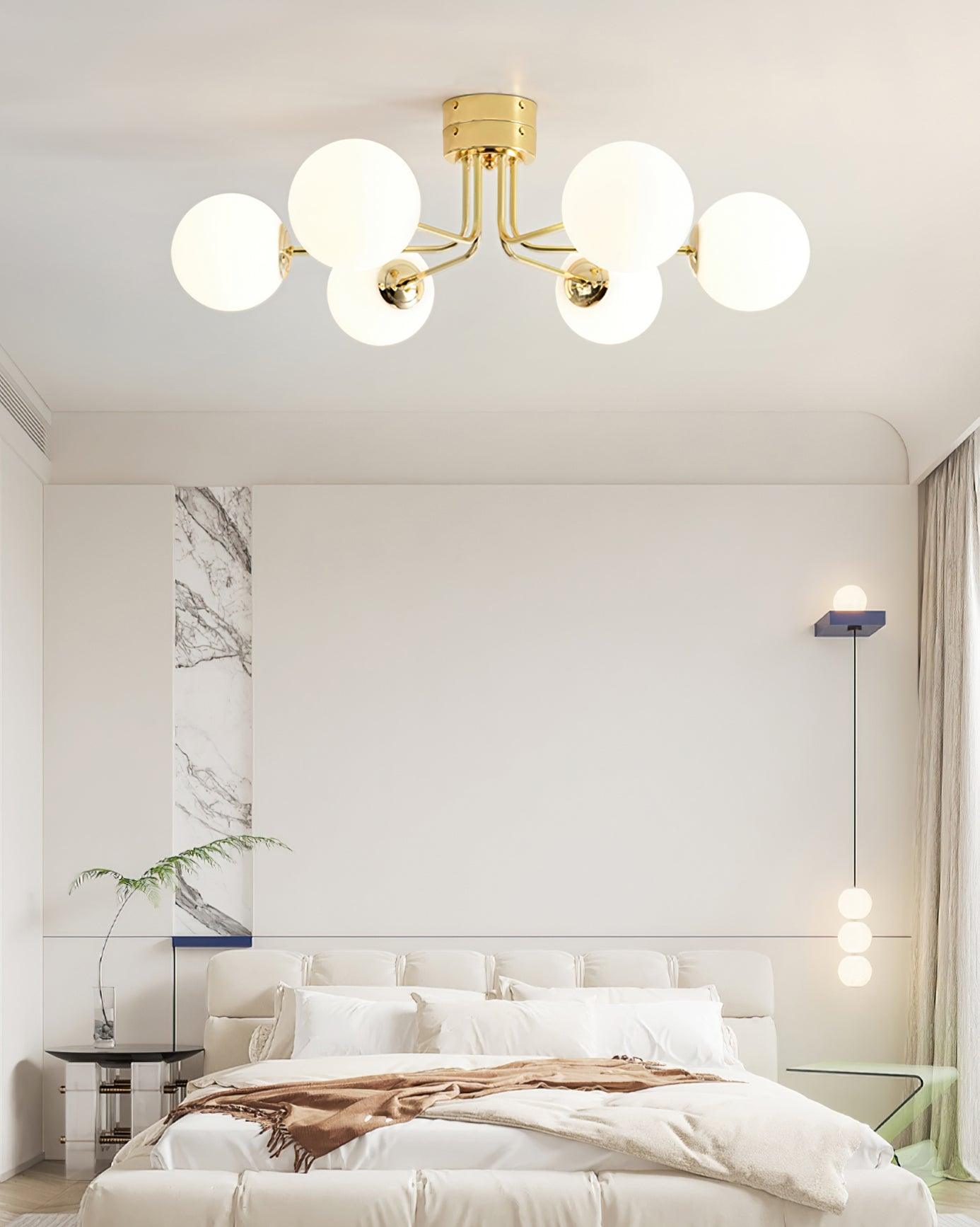 Lustra Deckenleuchte Gold Weiß Globe-Letslighting