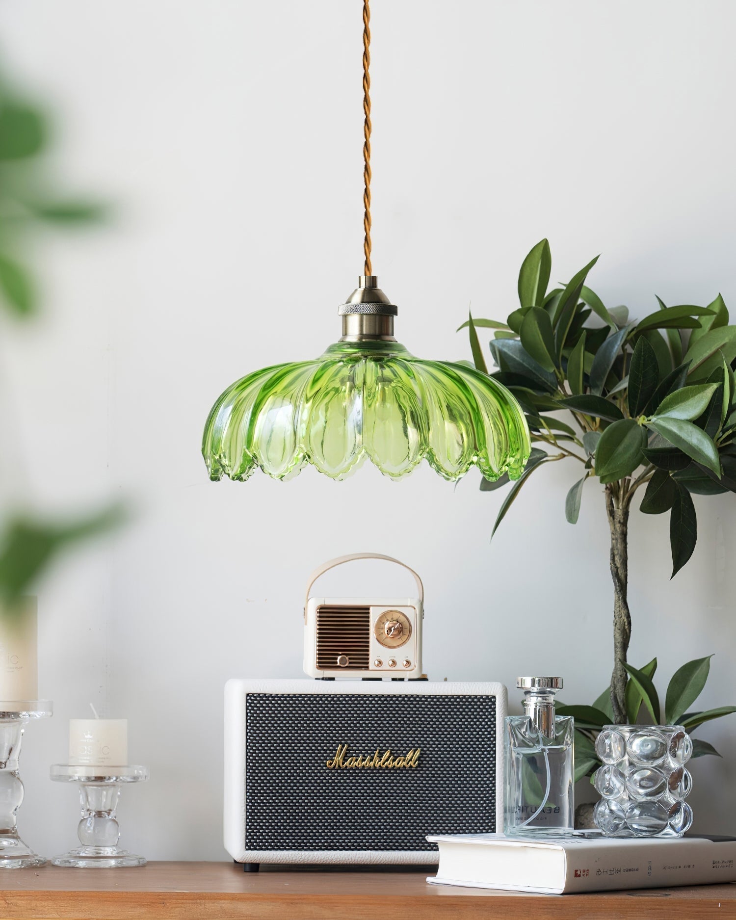 Limea Grüne Glas-Blumen-Pendelleuchte-Letslighting
