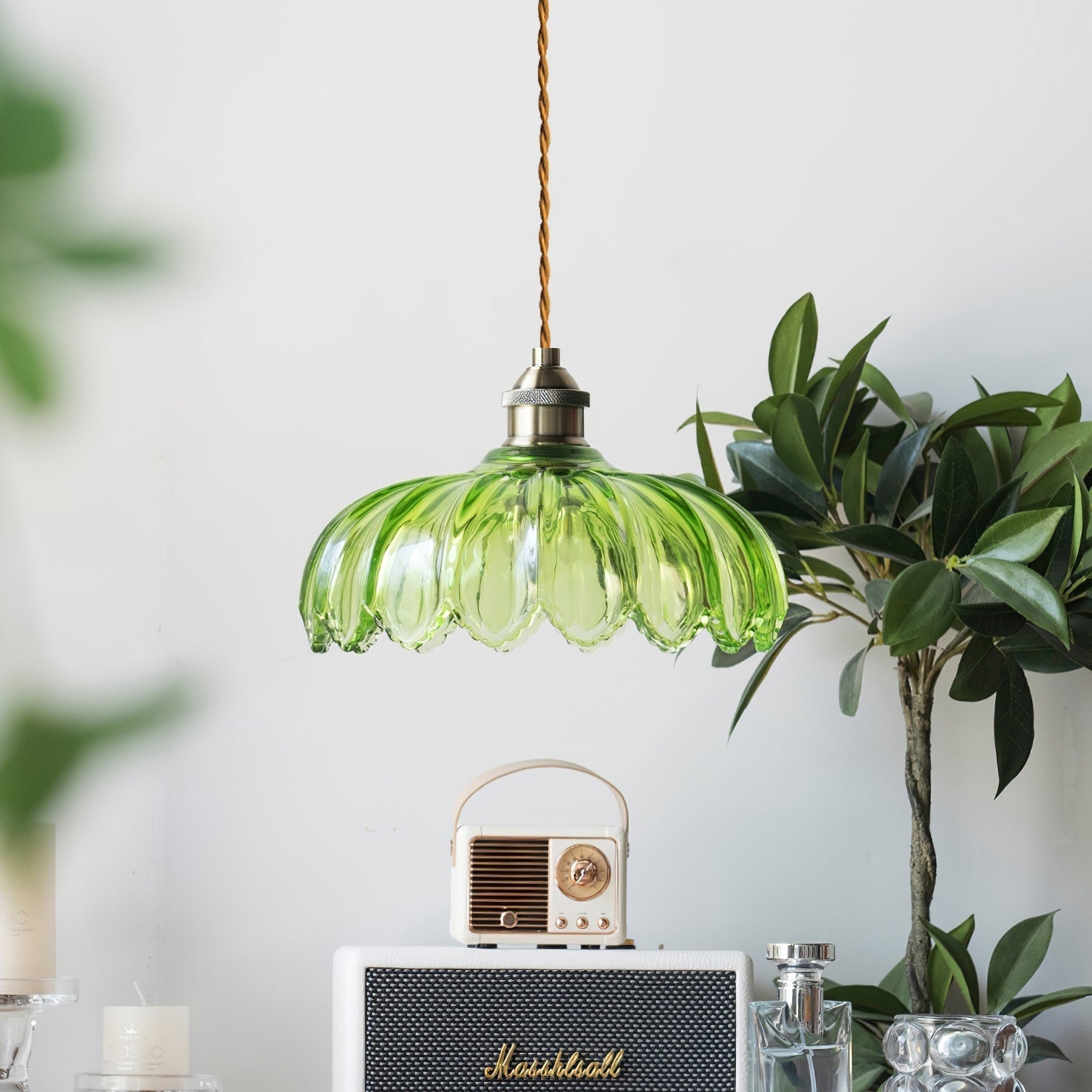 Limea Grüne Glas-Blumen-Pendelleuchte-Letslighting