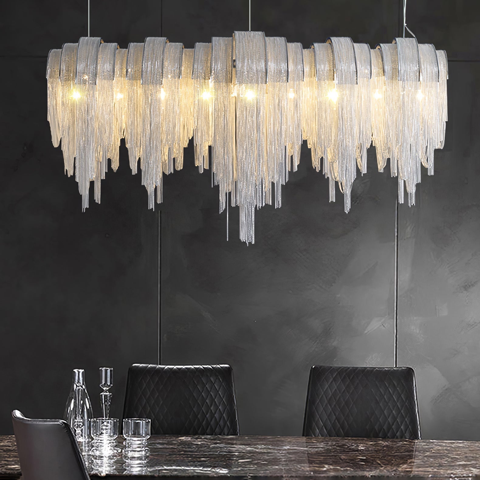 Lustra Kronleuchter Geschichtete Kette Nickel Luxus-Letslighting