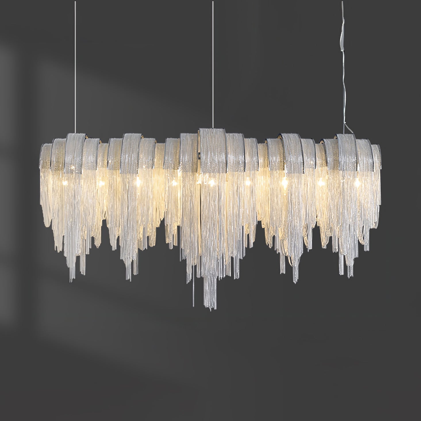 Lustra Kronleuchter Geschichtete Kette Nickel Luxus-Letslighting