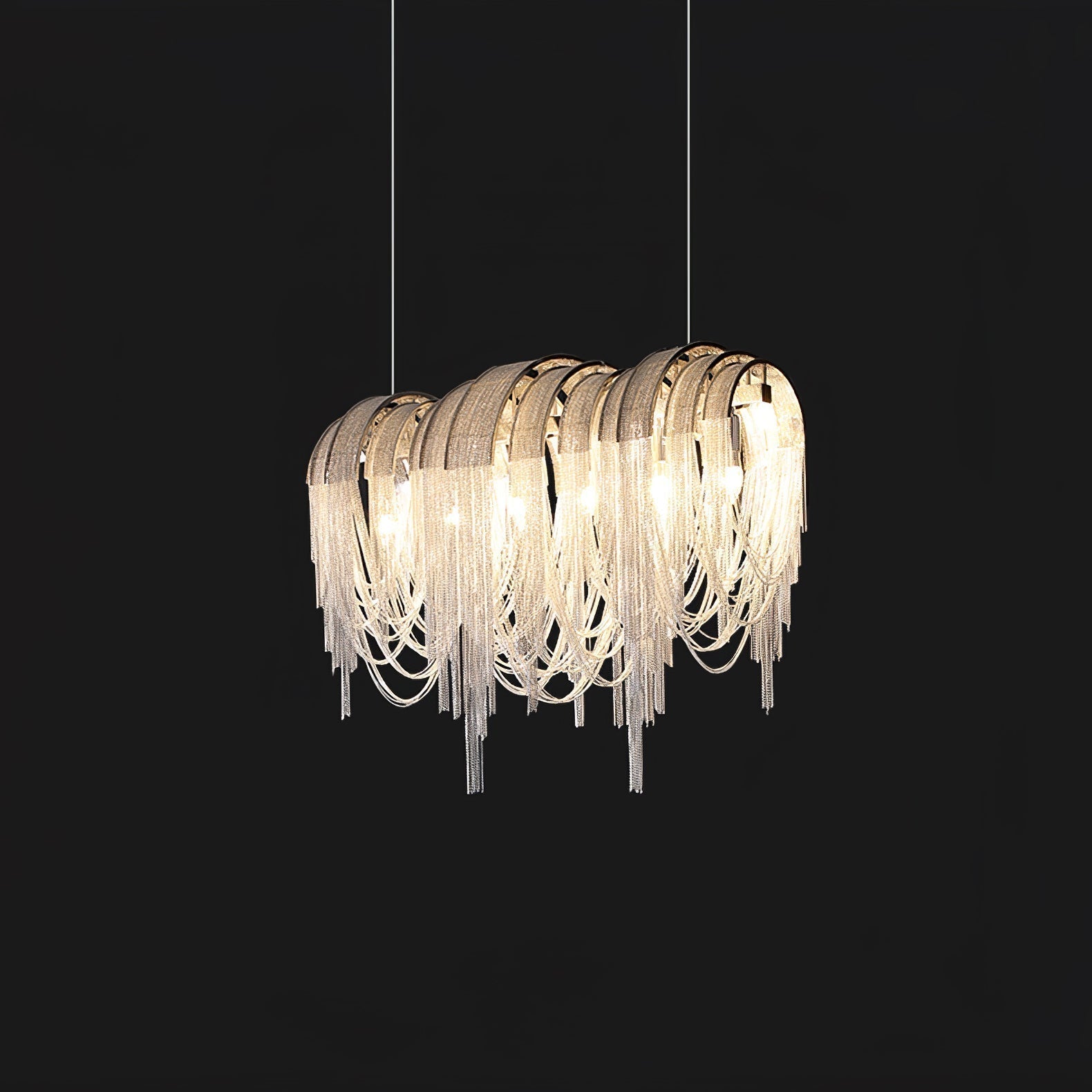 Lustra Kronleuchter Geschichtete Kette Nickel Luxus-Letslighting