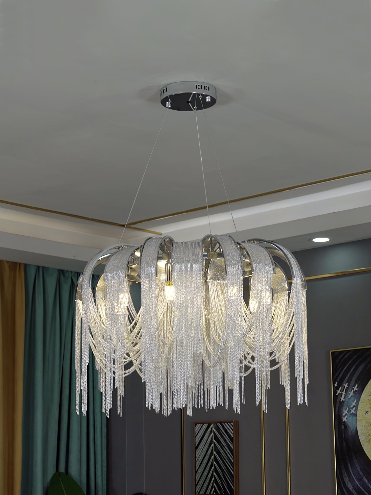 Lustra Kronleuchter Geschichtete Kette Nickel Luxus-Letslighting