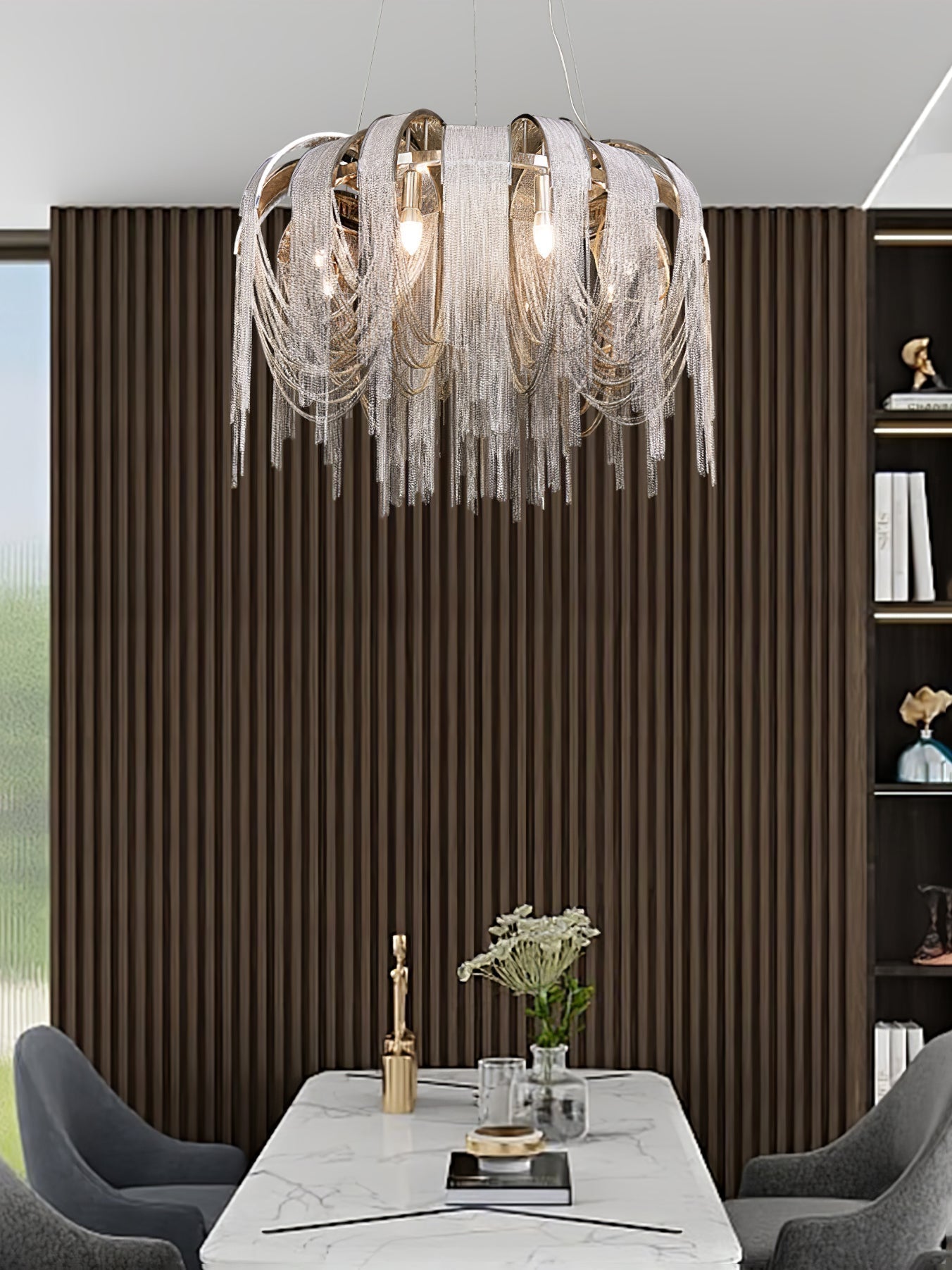 Lustra Kronleuchter Geschichtete Kette Nickel Luxus-Letslighting