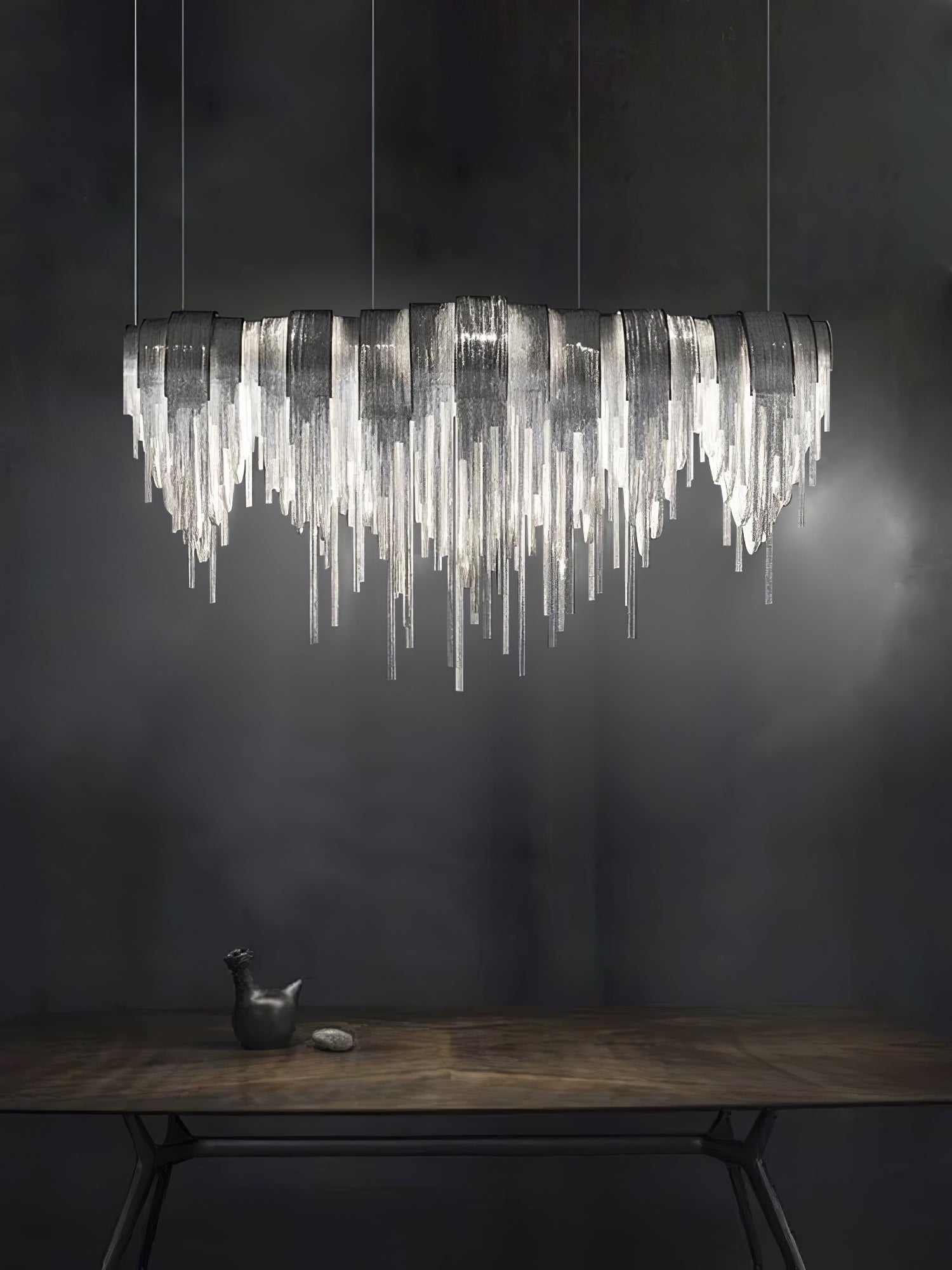 Lustra Kronleuchter Geschichtete Kette Nickel Luxus-Letslighting