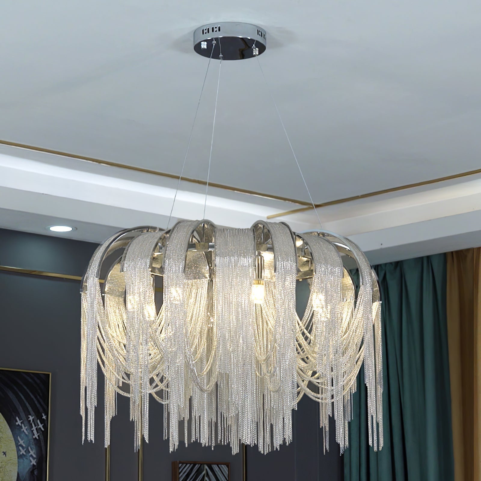Lustra Kronleuchter Geschichtete Kette Nickel Luxus-Letslighting