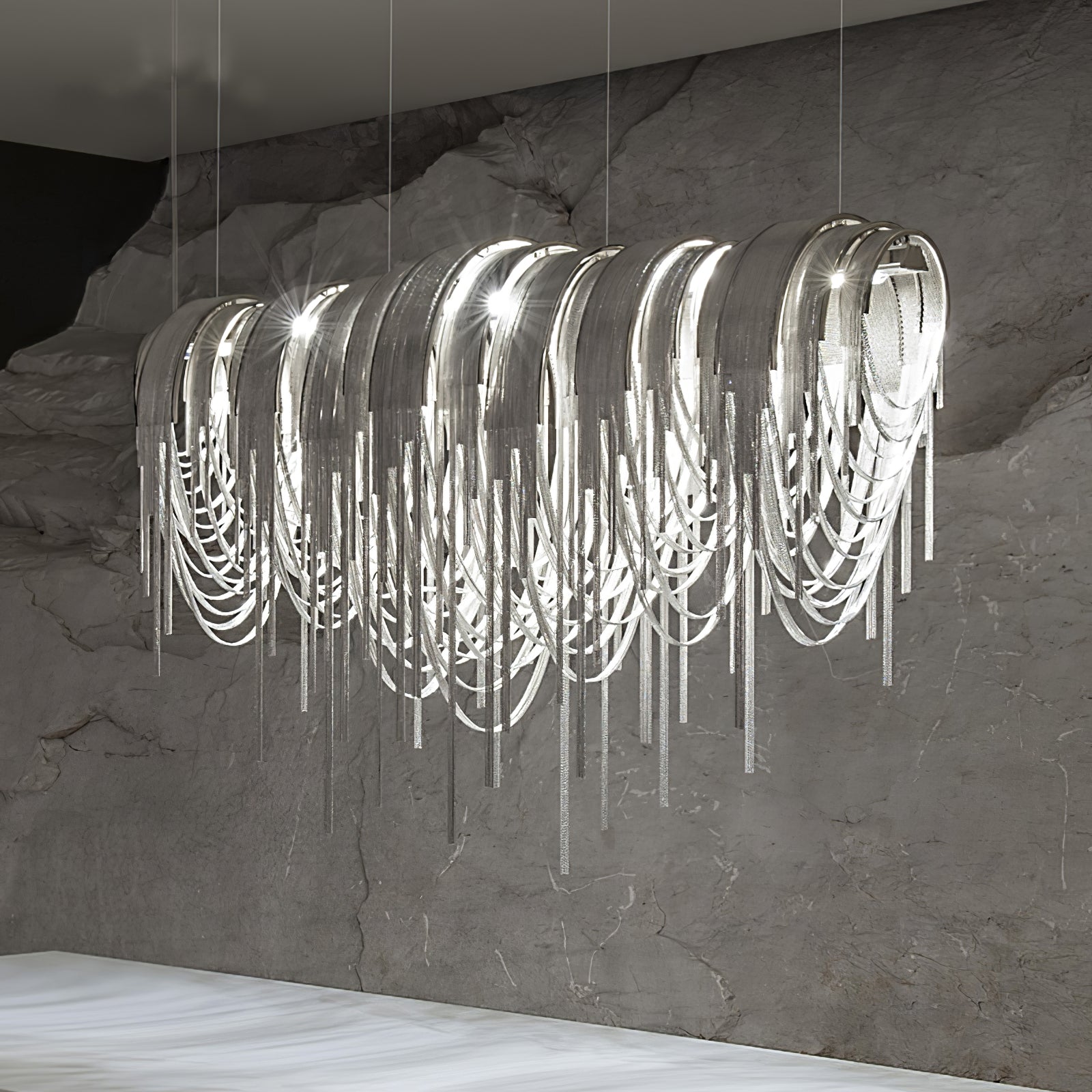 Lustra Kronleuchter Geschichtete Kette Nickel Luxus-Letslighting