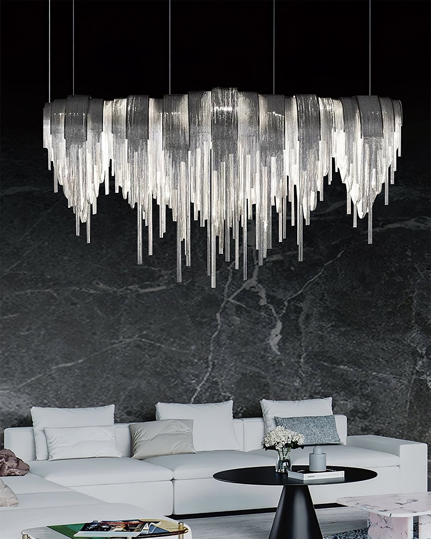 Lustra Kronleuchter Geschichtete Kette Nickel Luxus-Letslighting