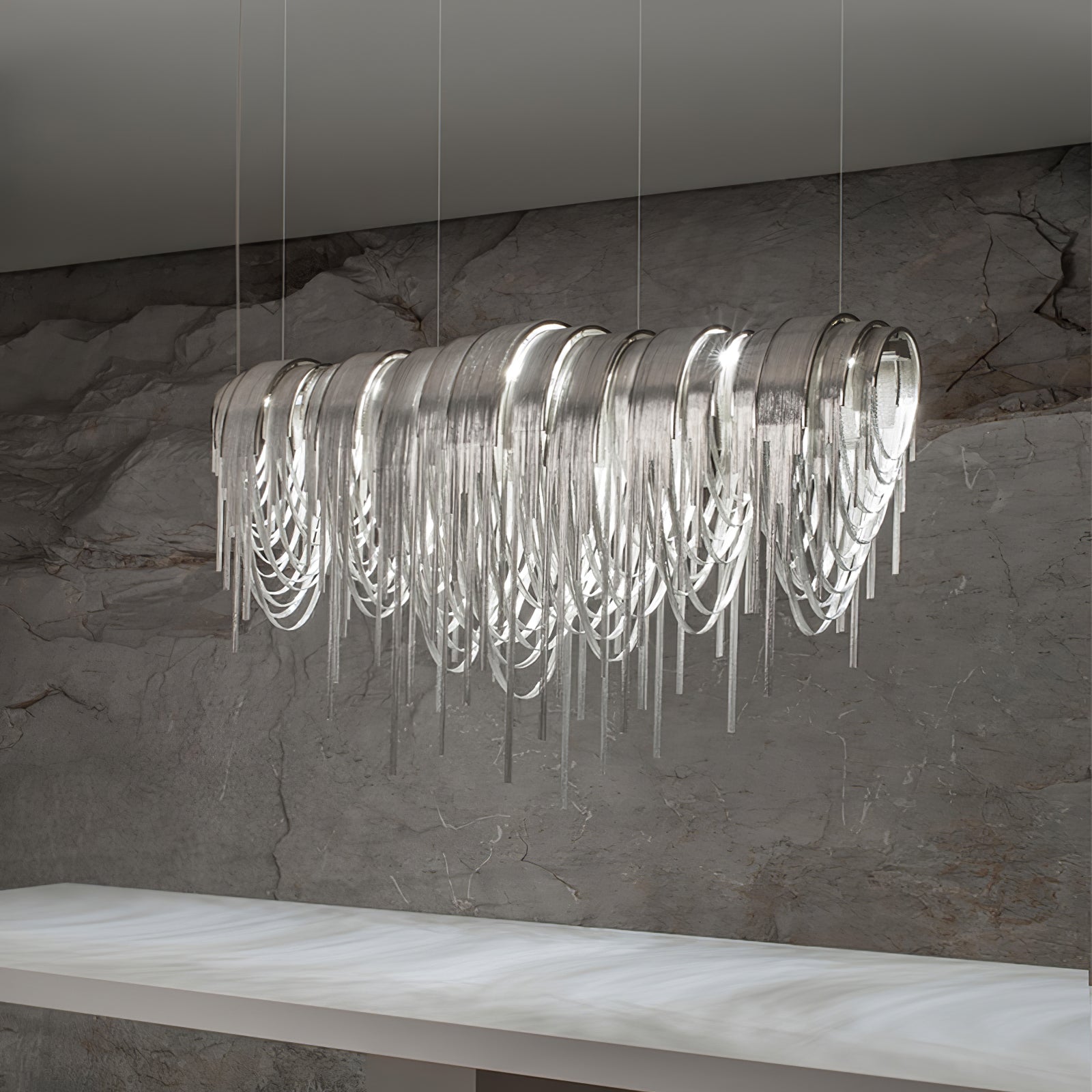 Lustra Kronleuchter Geschichtete Kette Nickel Luxus-Letslighting