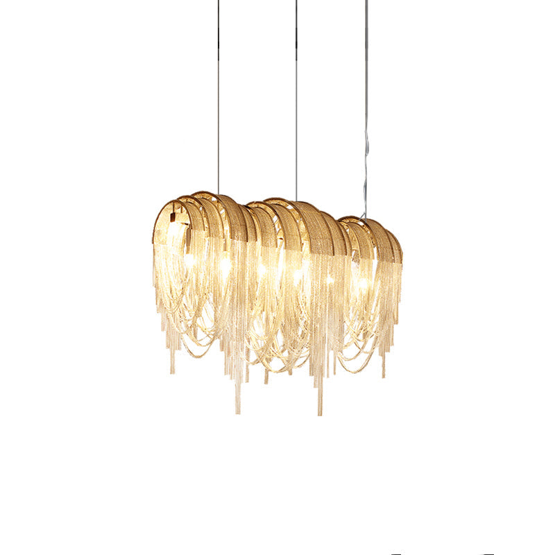 Lustra Kronleuchter Geschichtete Kette Nickel Luxus-Letslighting