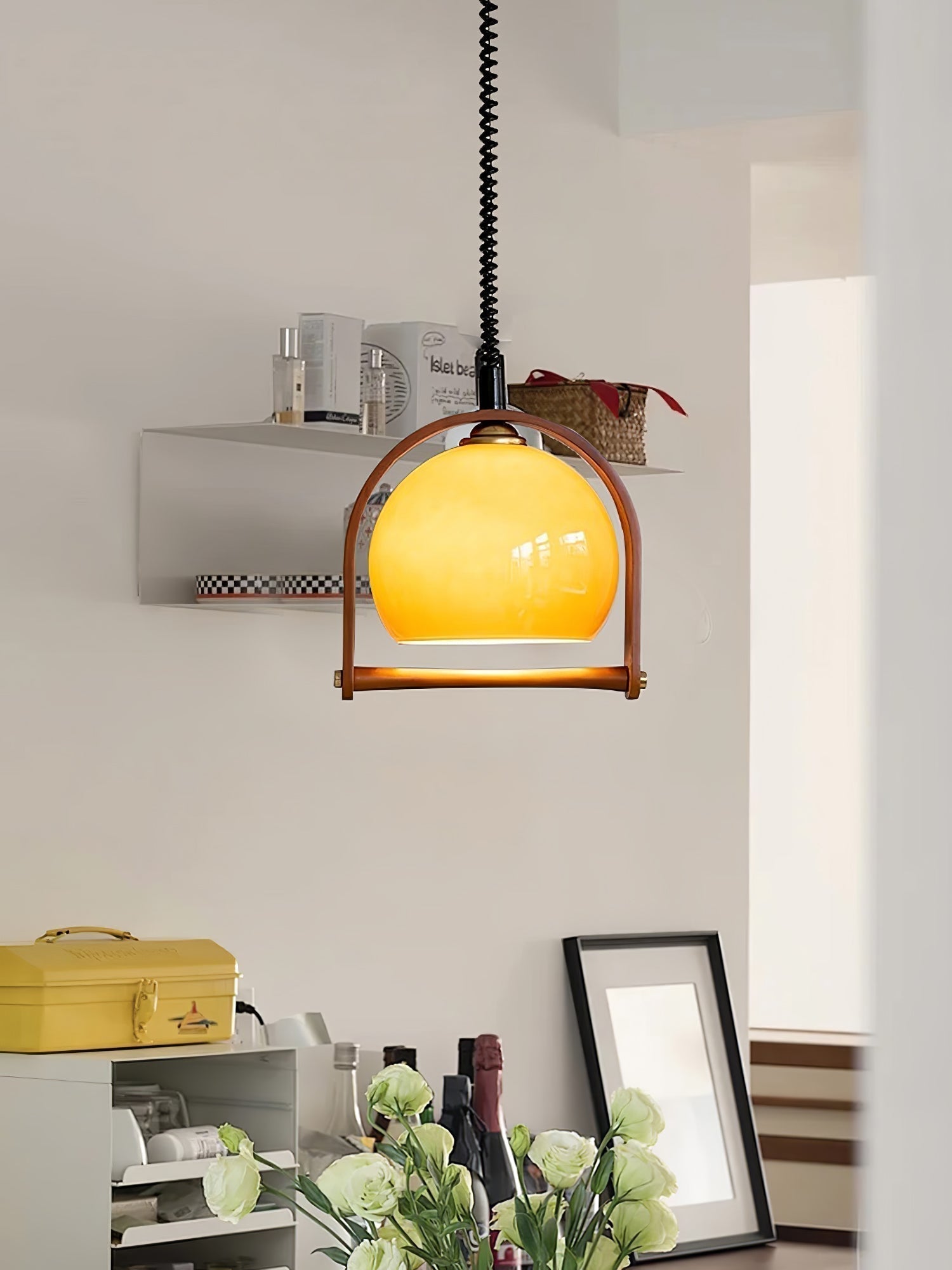 Cesilarae Premium Nordic Art Glas Holz Pendelleuchte-Letslighting