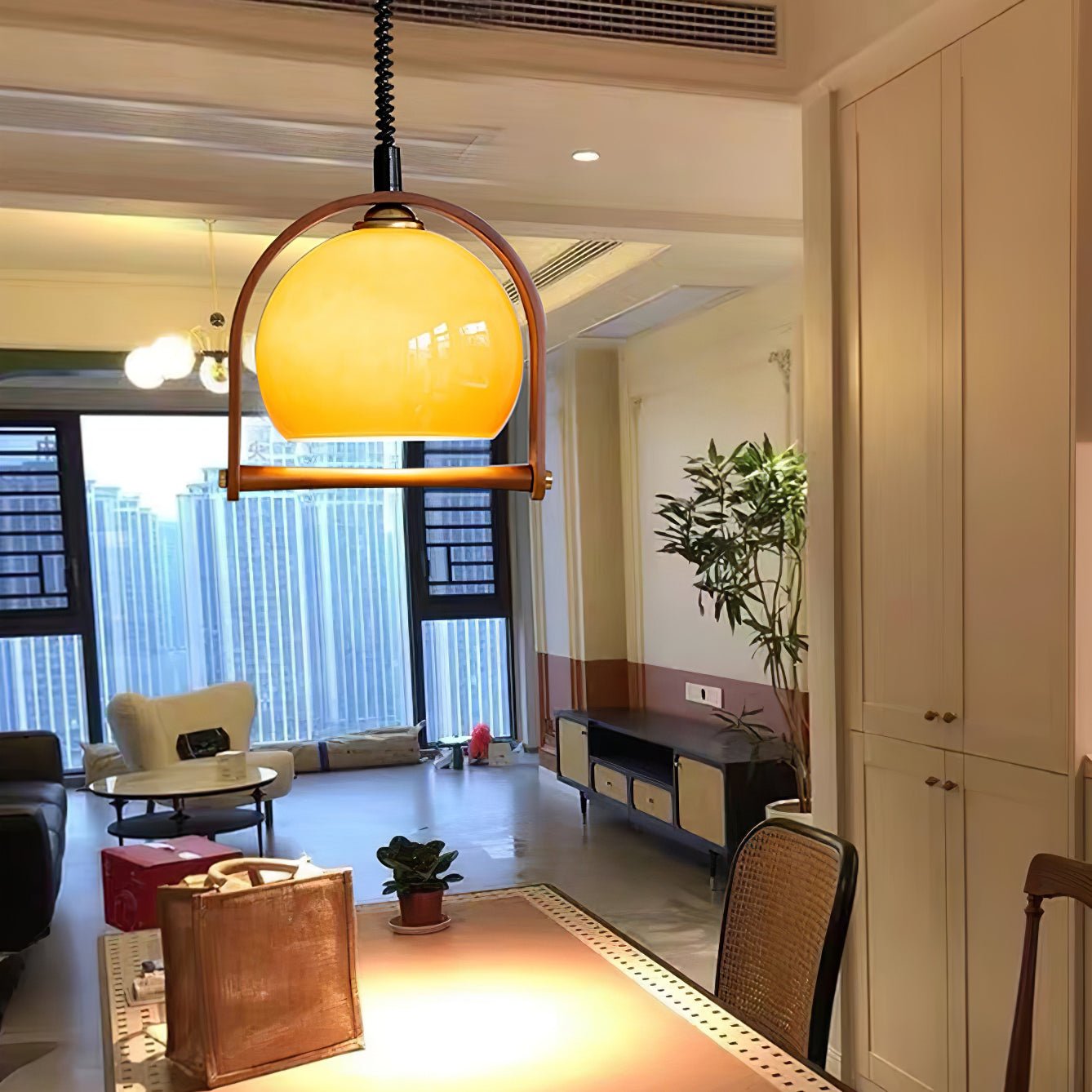 Cesilarae Premium Nordic Art Glas Holz Pendelleuchte-Letslighting
