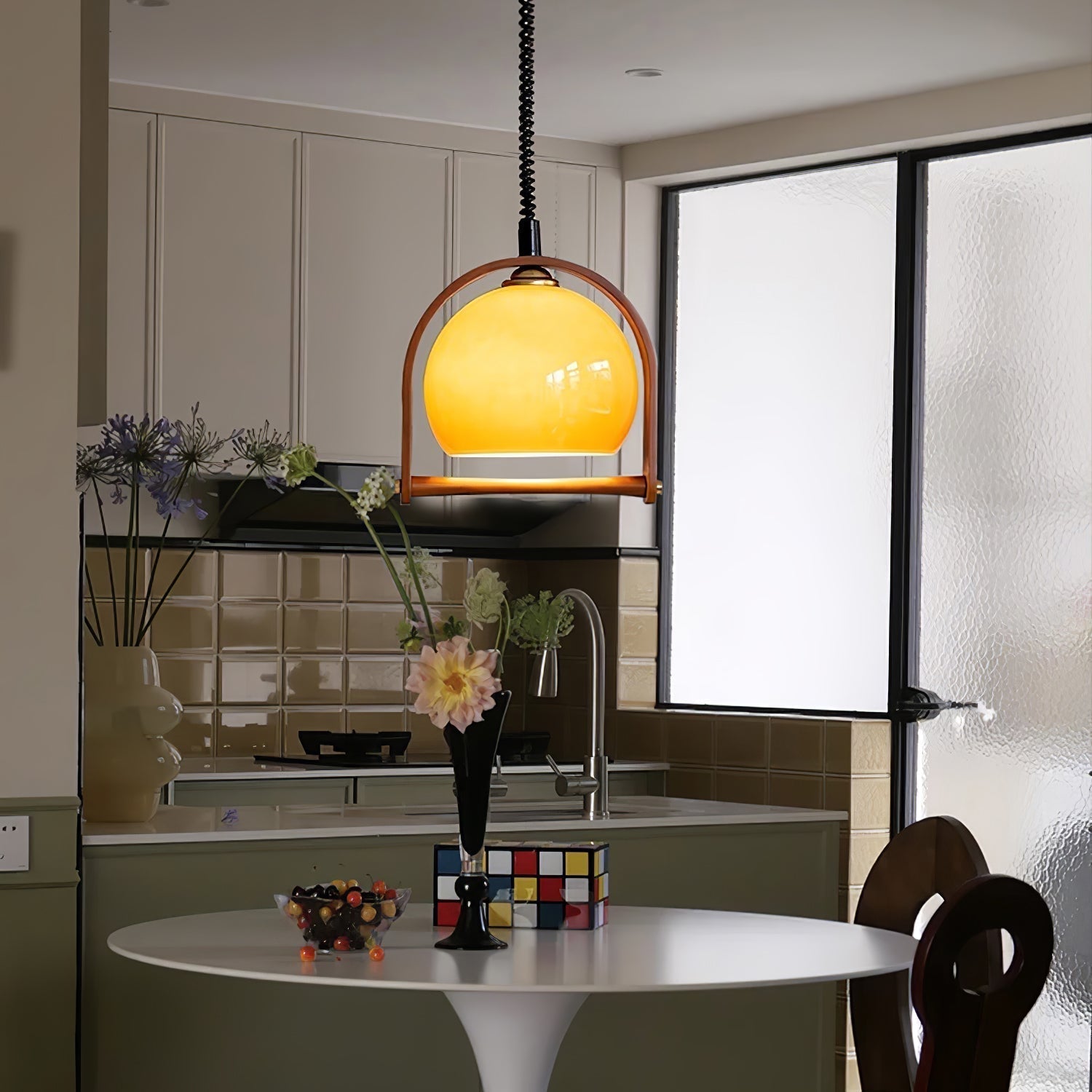 Cesilarae Premium Nordic Art Glas Holz Pendelleuchte-Letslighting