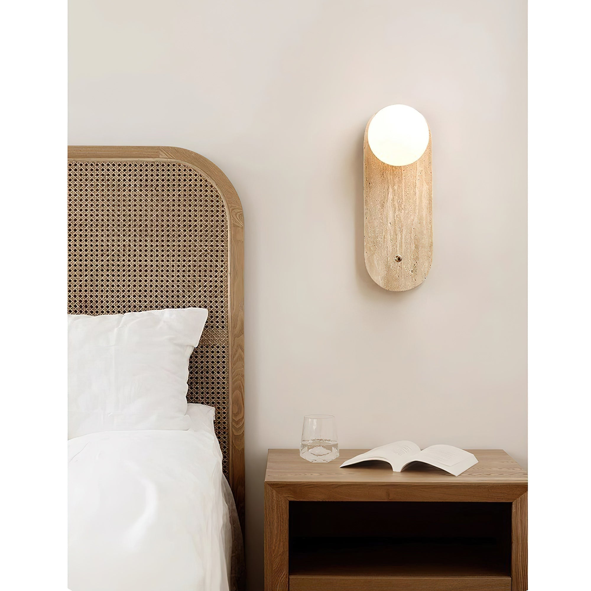 Zeshaen Modern Minimalist Travertine Glass Wall Lamp - Letslighting