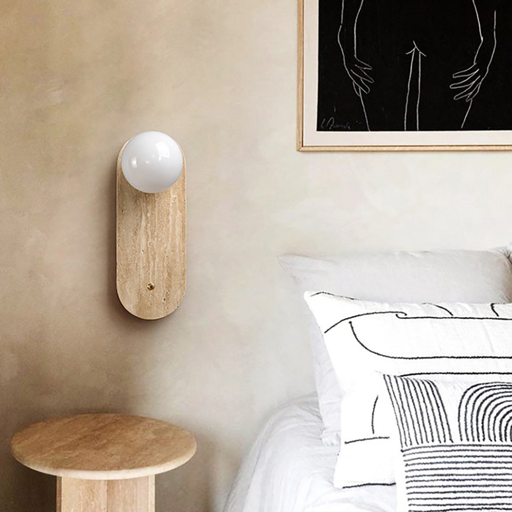 Zeshaen Modern Minimalist Travertine Glass Wall Lamp - Letslighting