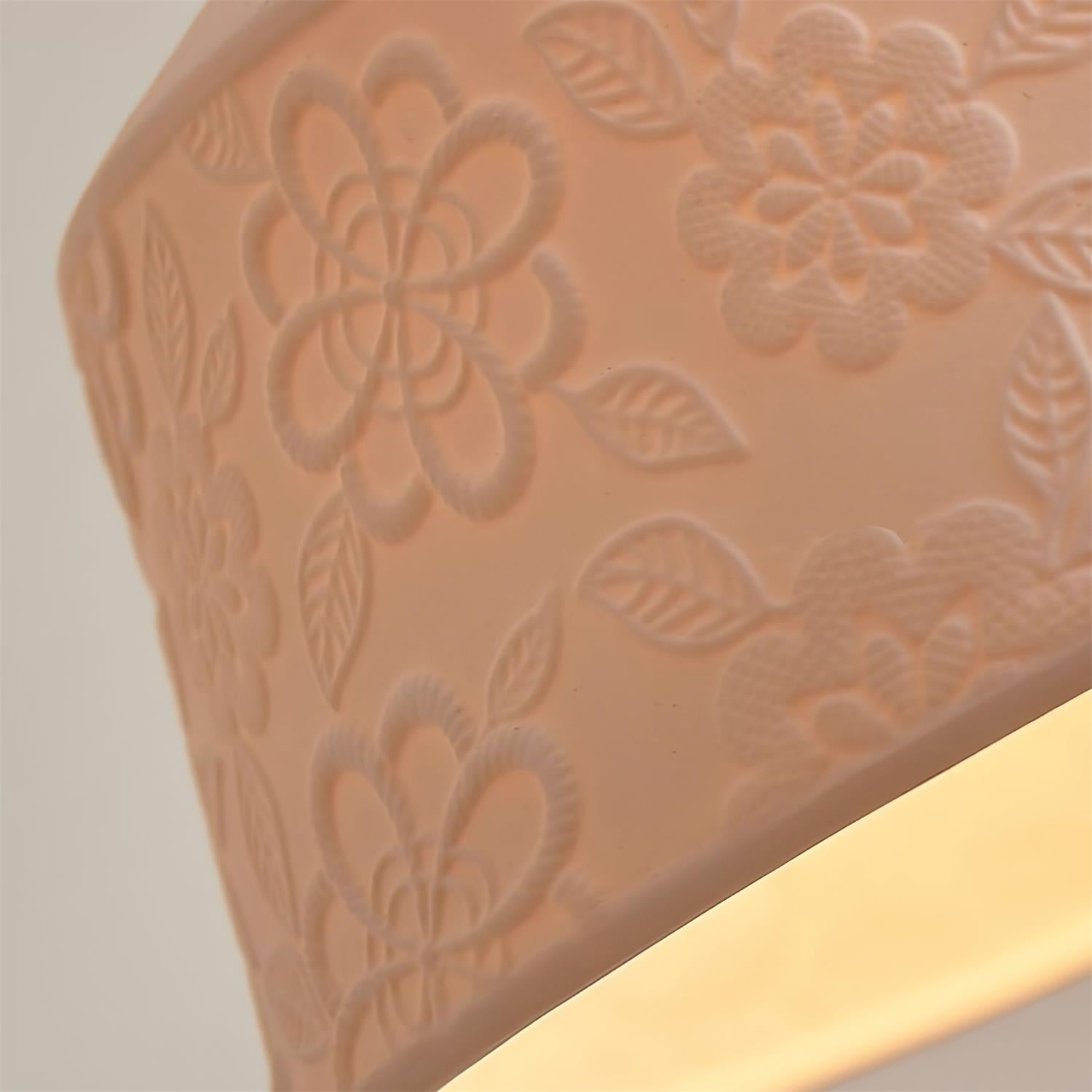 Pendelleuchte Strukturierte Keramik Trommel Holz Retro-Letslighting
