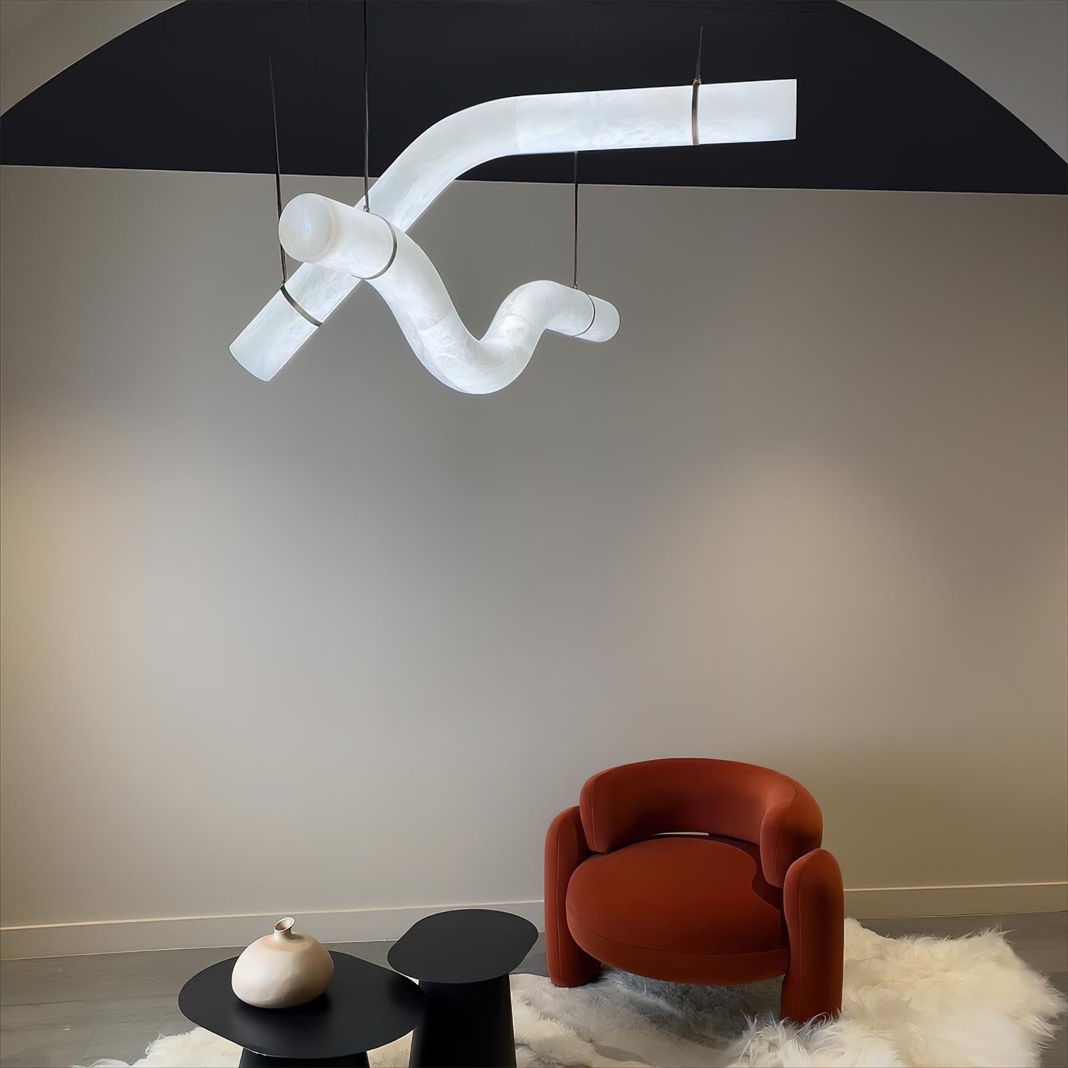 Liberty Chandelier Curved Alabaster Ribbon Silhouette - Letslighting