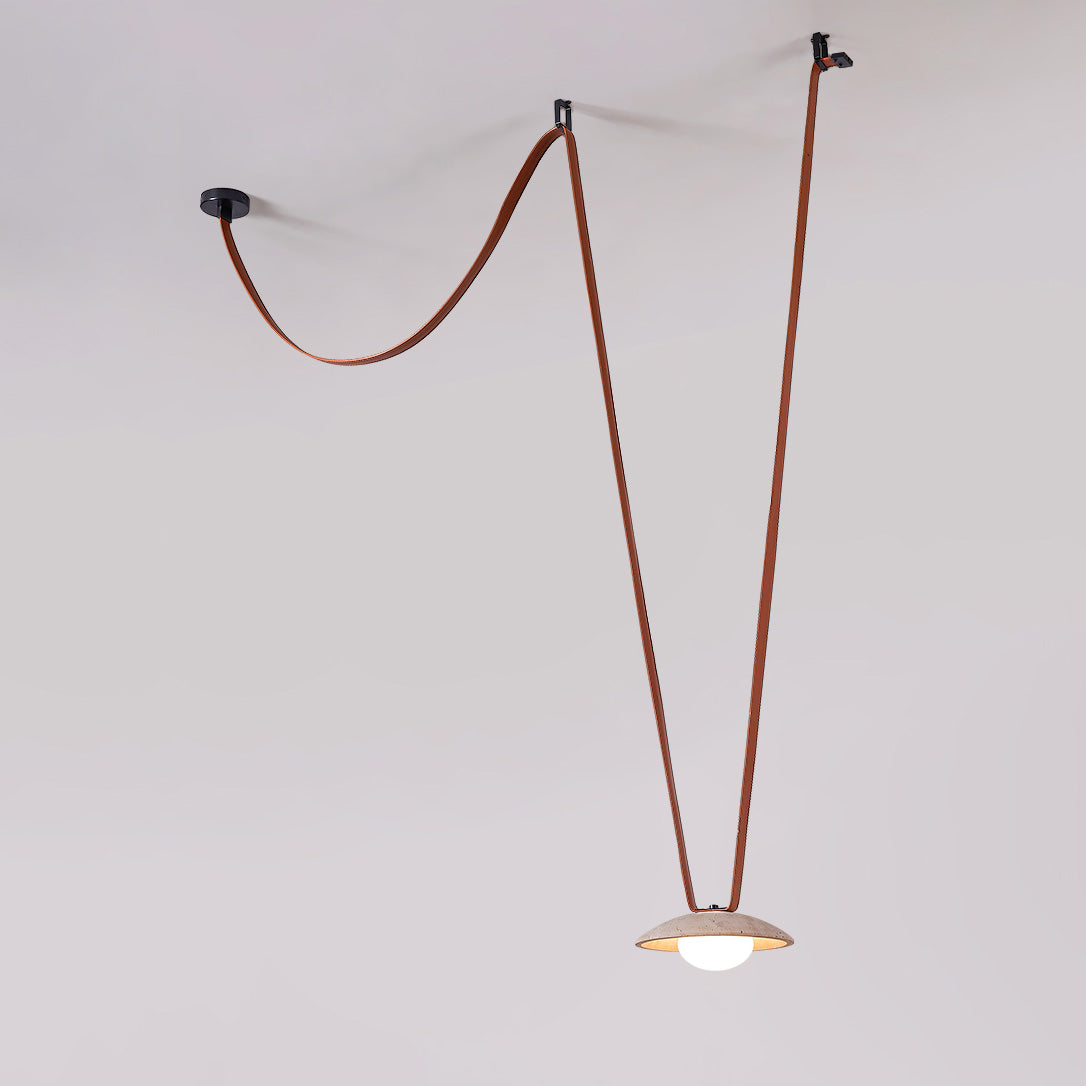 Olnoran Modern Minimalist Rail Leather Travertine Pendant Lamp - Letslighting