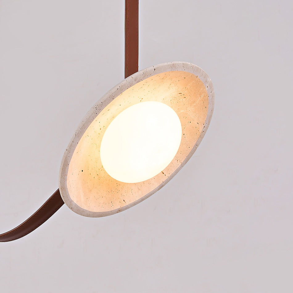 Olnoran Modern Minimalist Rail Leather Travertine Pendant Lamp - Letslighting