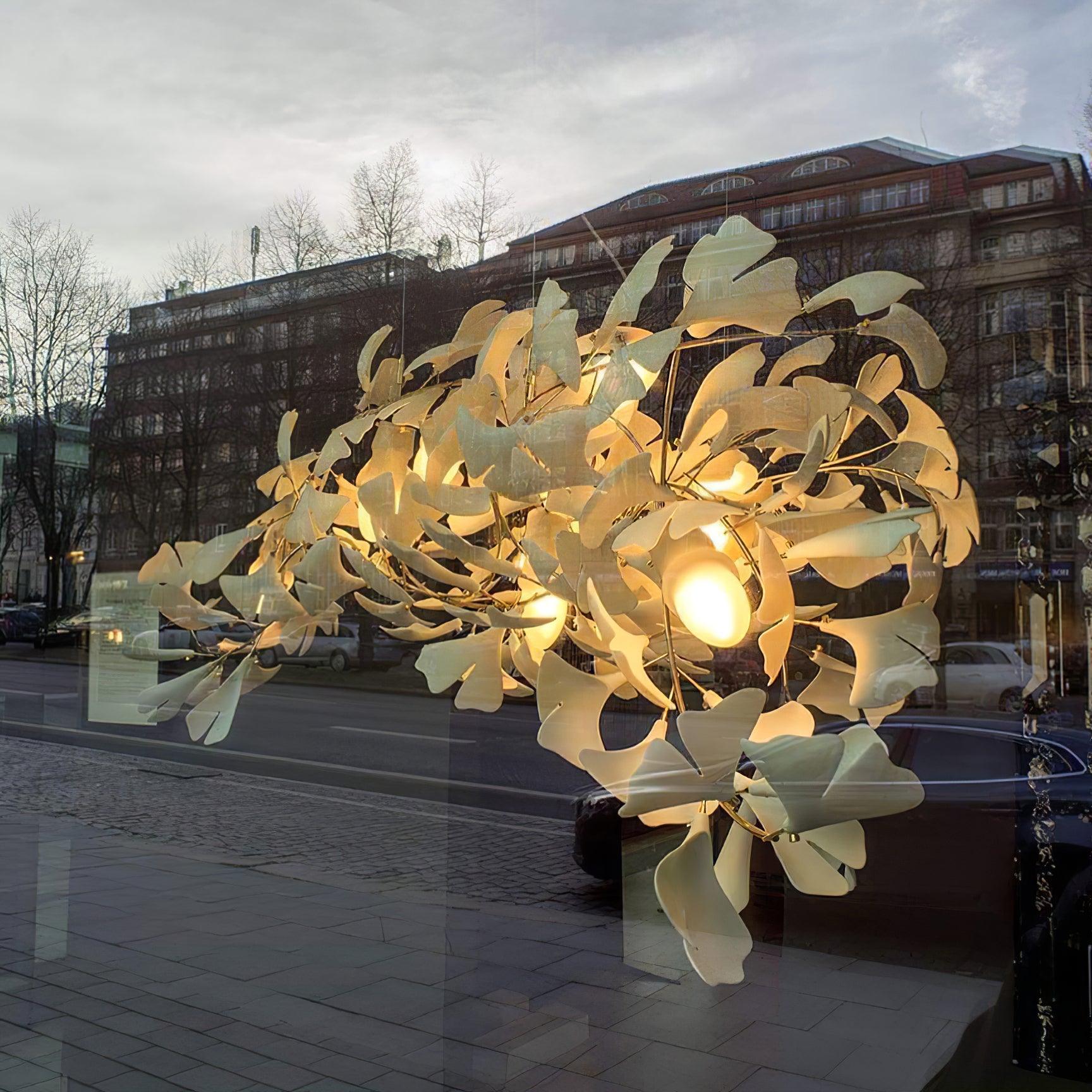 Olivia Keramik-Ginkgo-Blatt-Kronleuchter mit organischen Kurven-Letslighting