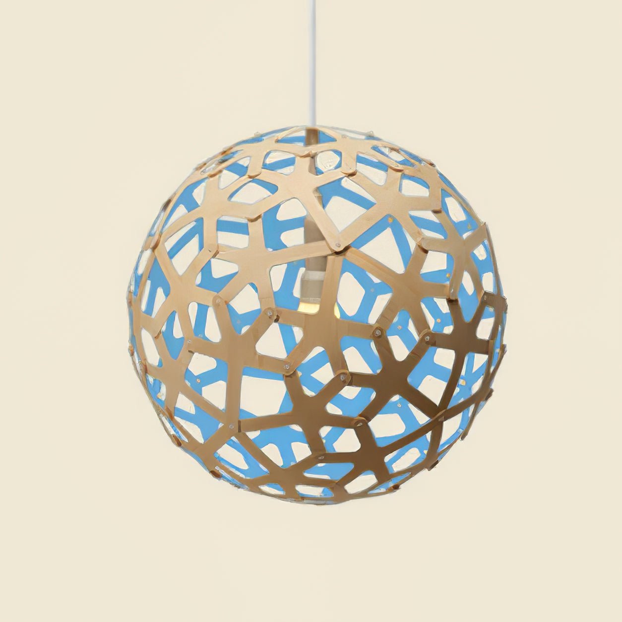 Lustra Pendelleuchte Geometrisch Holz Gewebt-Letslighting