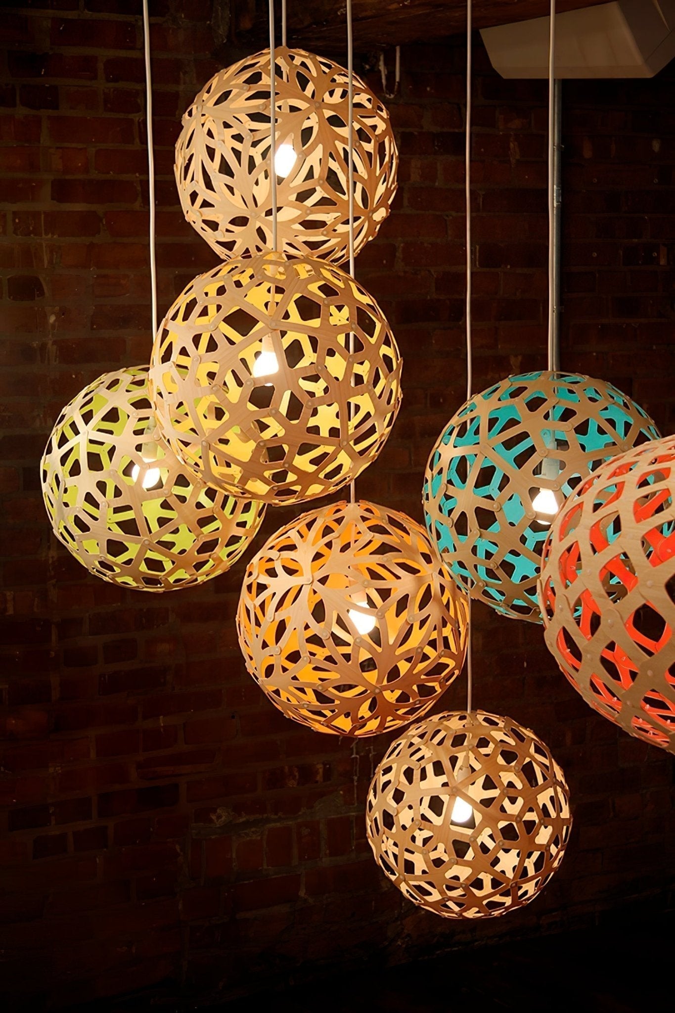 Lustra Pendelleuchte Geometrisch Holz Gewebt-Letslighting