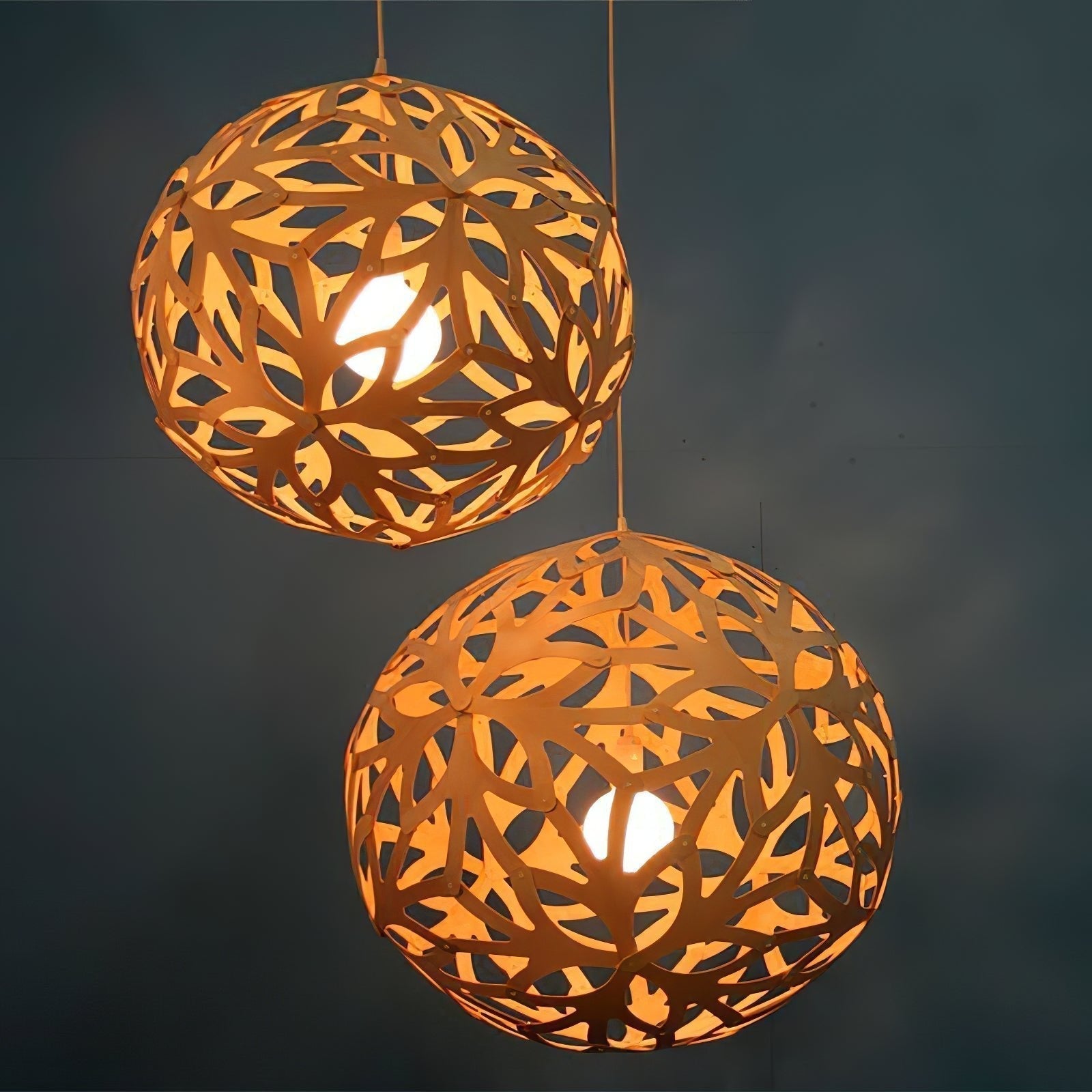 Lustra Pendelleuchte Geometrisch Holz Gewebt-Letslighting