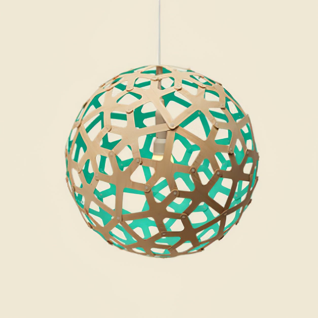 Lustra Pendelleuchte Geometrisch Holz Gewebt-Letslighting