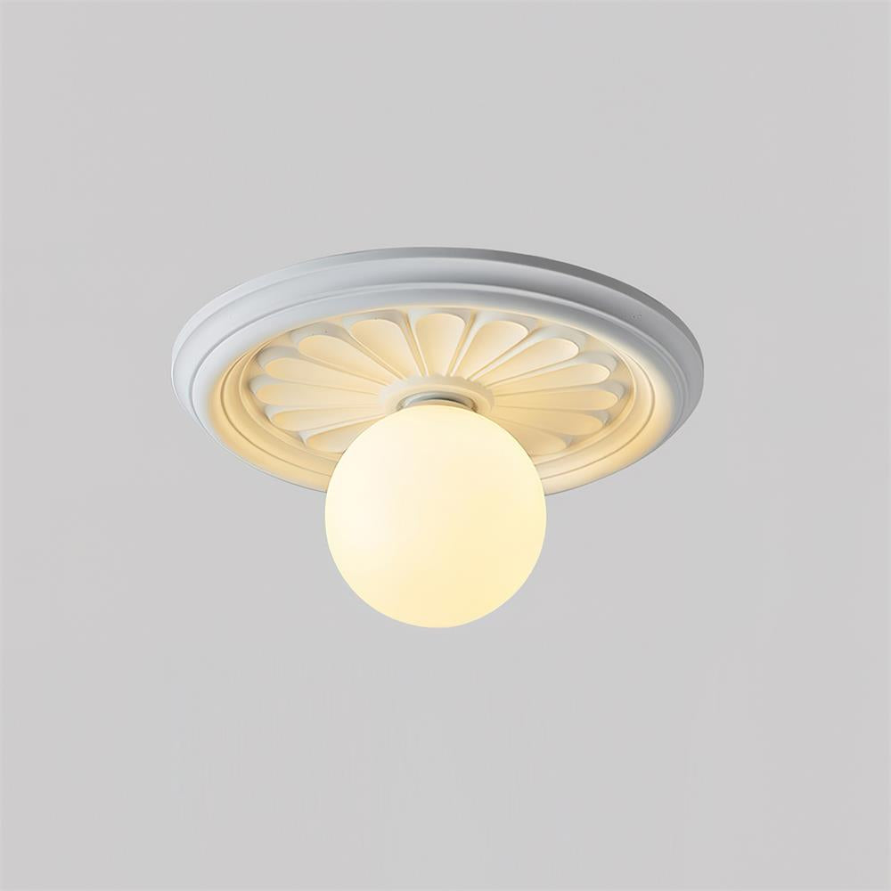 Ivorelle Vintage Geschnitzte Deckenleuchte mit Glaskugel-Schirm-Letslighting