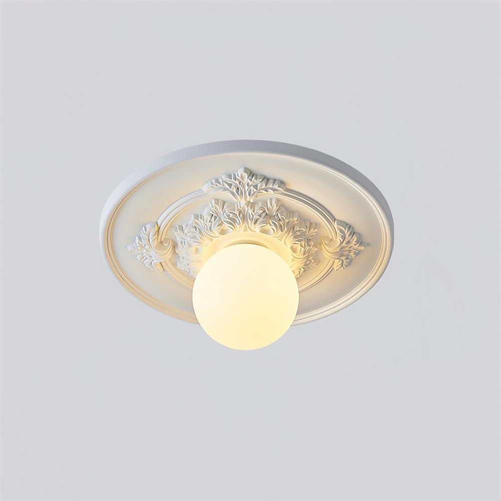 Ivorelle Vintage Geschnitzte Deckenleuchte mit Glaskugel-Schirm-Letslighting