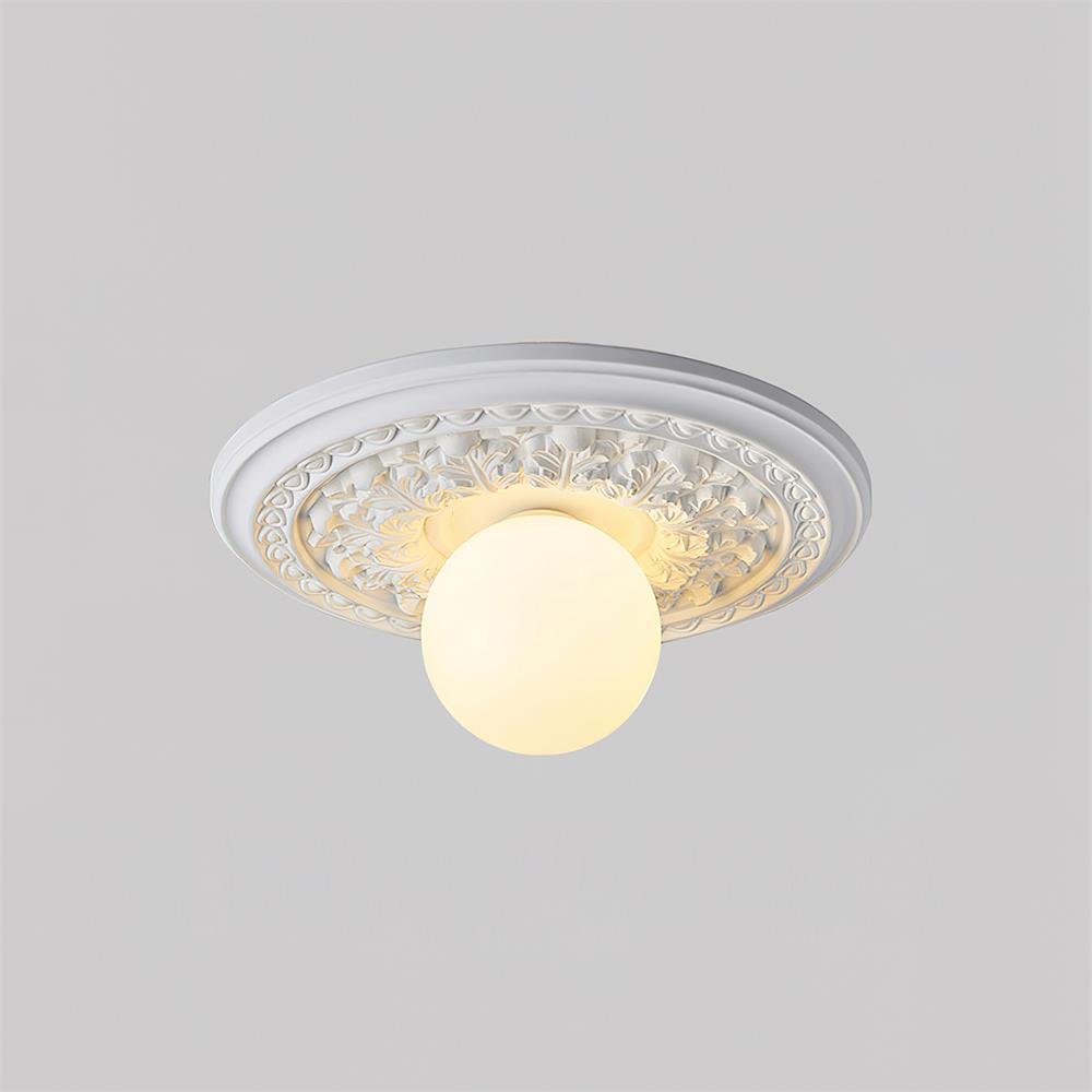 Ivorelle Vintage Geschnitzte Deckenleuchte mit Glaskugel-Schirm-Letslighting
