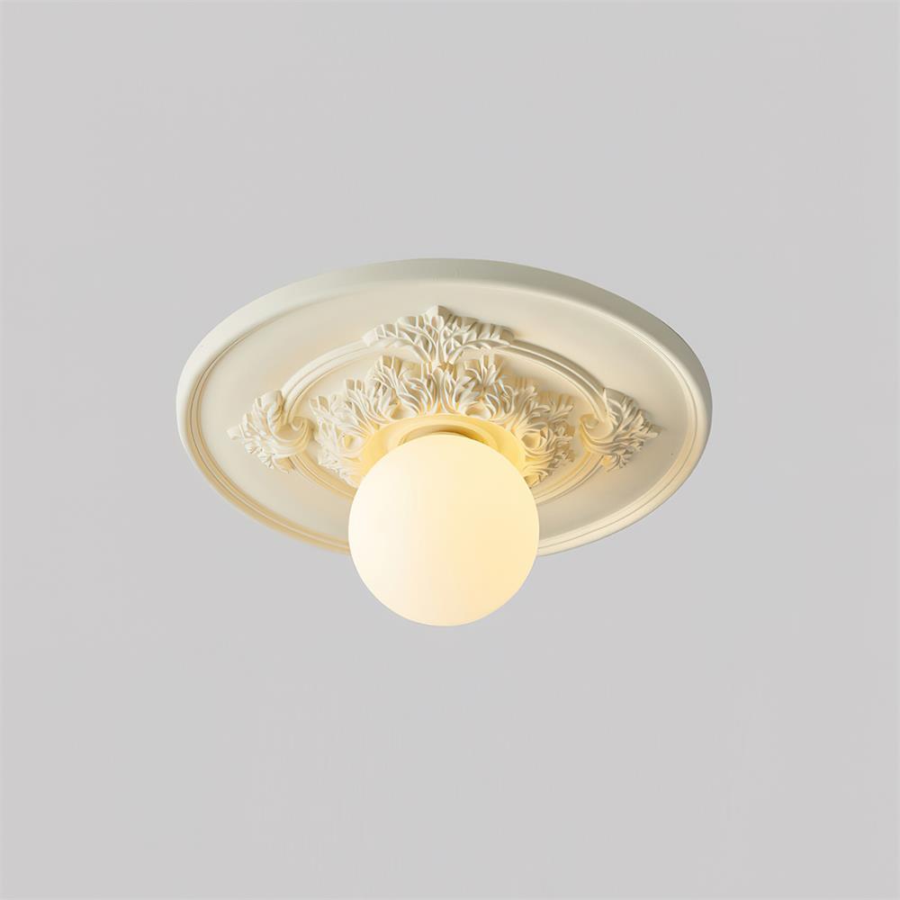 Ivorelle Vintage Geschnitzte Deckenleuchte mit Glaskugel-Schirm-Letslighting