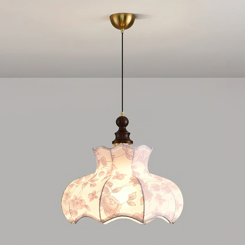 Skye Vintage Pendelleuchte aus Holz und Stoff-Letslighting
