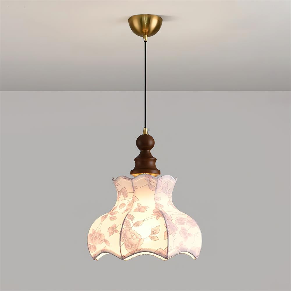 Skye Vintage Pendelleuchte aus Holz und Stoff-Letslighting
